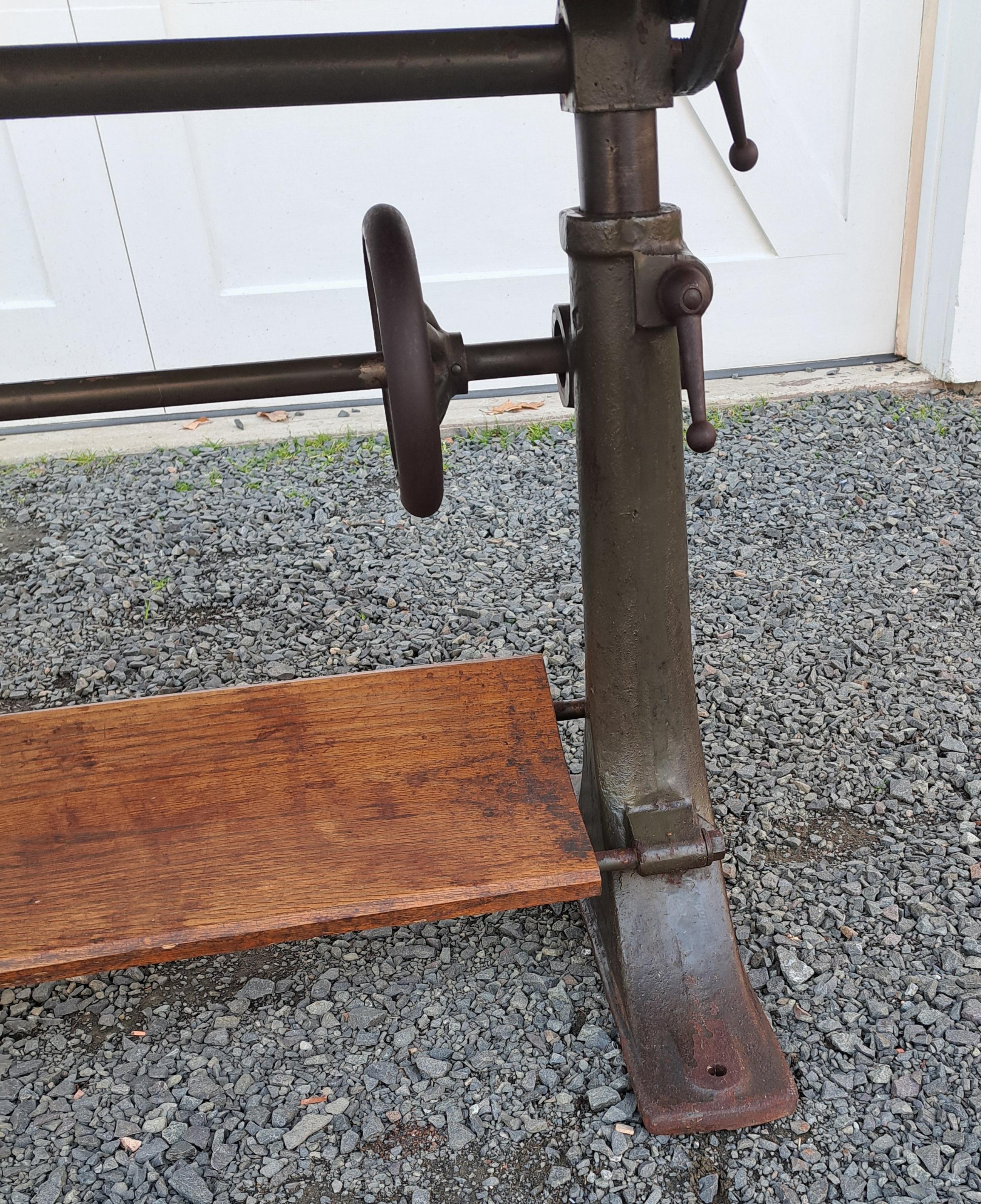Antique Cast Iron Base Drafting Table In Good Condition For Sale In Newtown, CT
