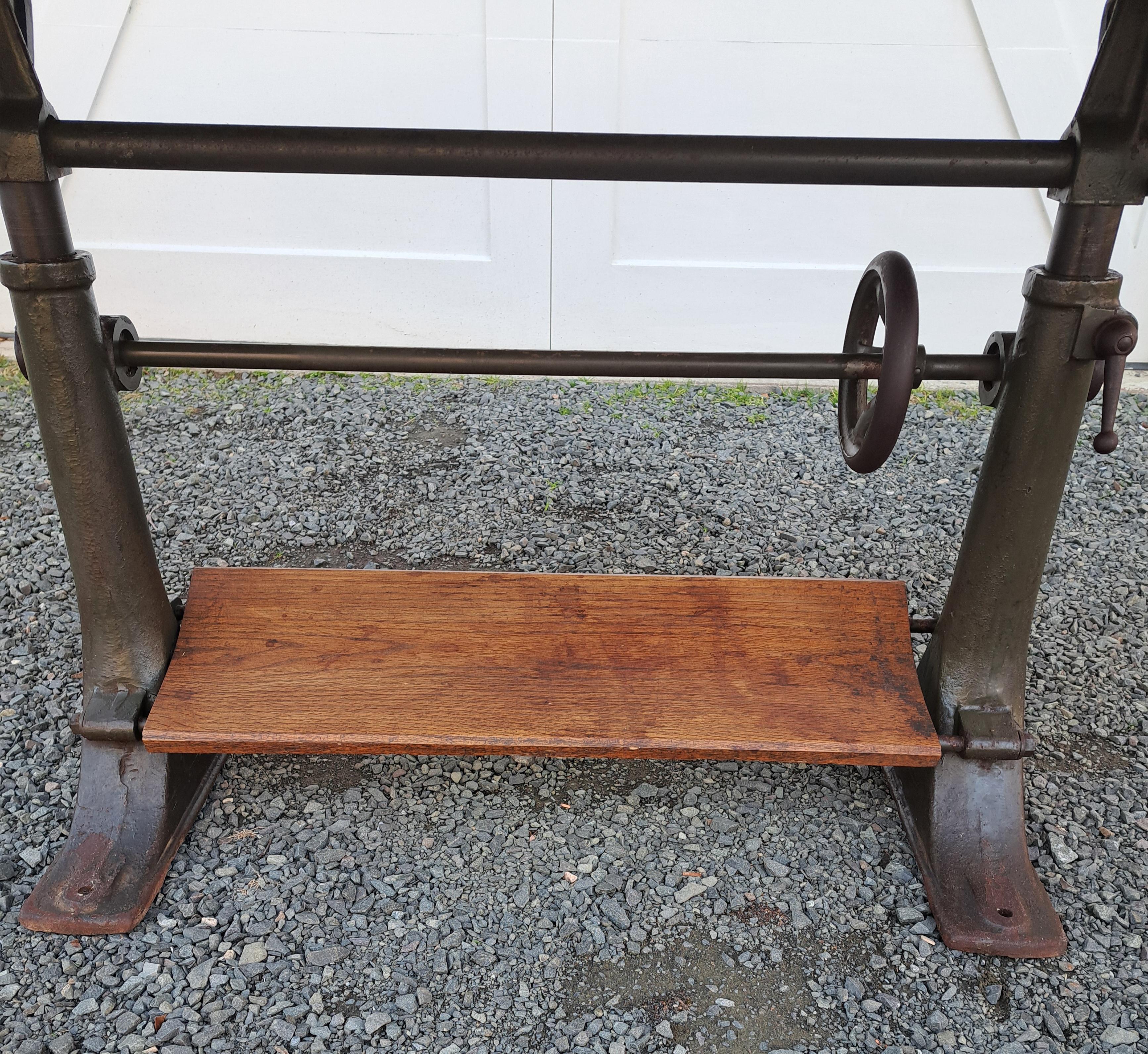 Early 20th Century Antique Cast Iron Base Drafting Table For Sale