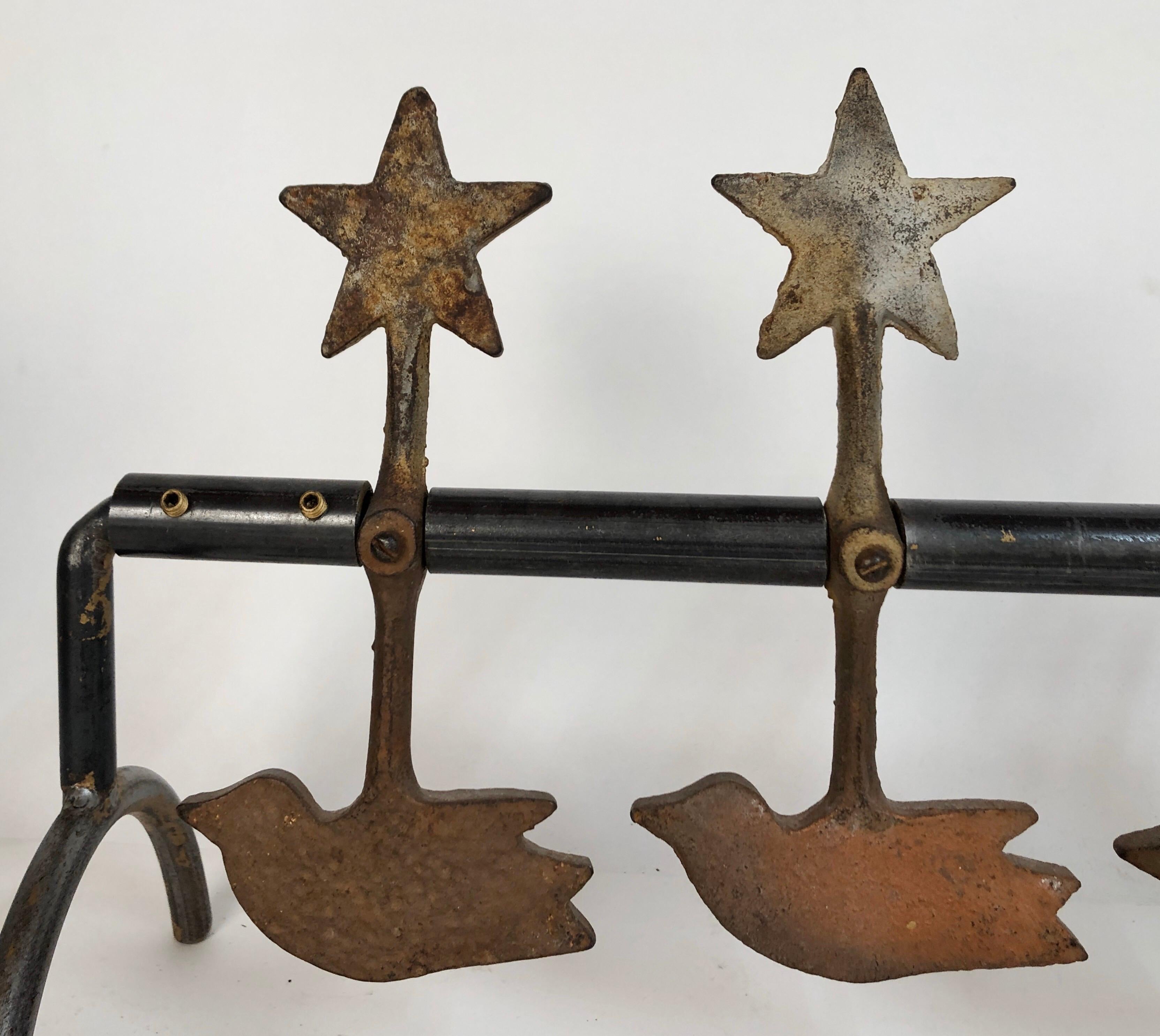 Metal Antique Cast Iron Birds and Stars Spinning Shooting Gallery Target, Americana