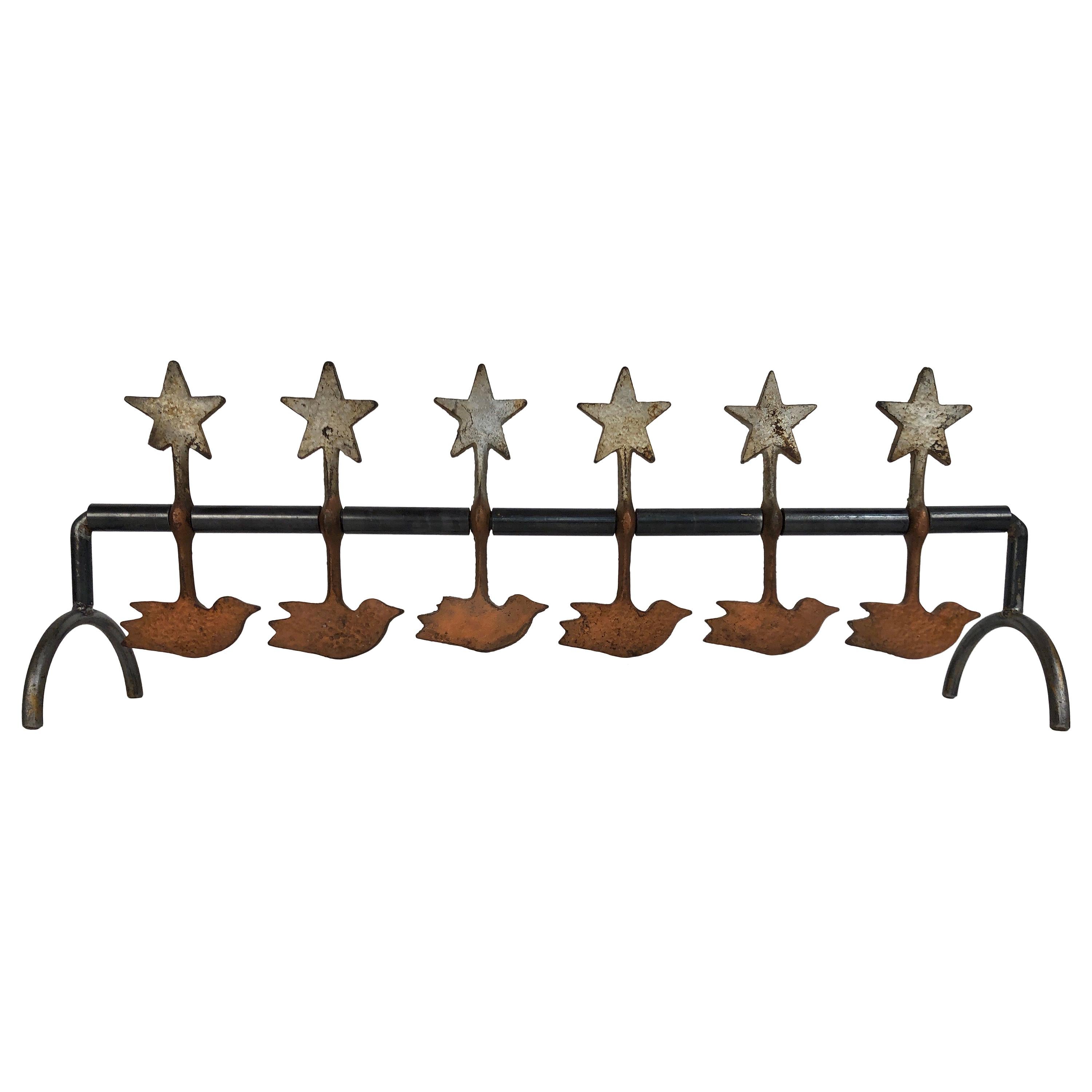 Antique Cast Iron Birds and Stars Spinning Shooting Gallery Target, Americana