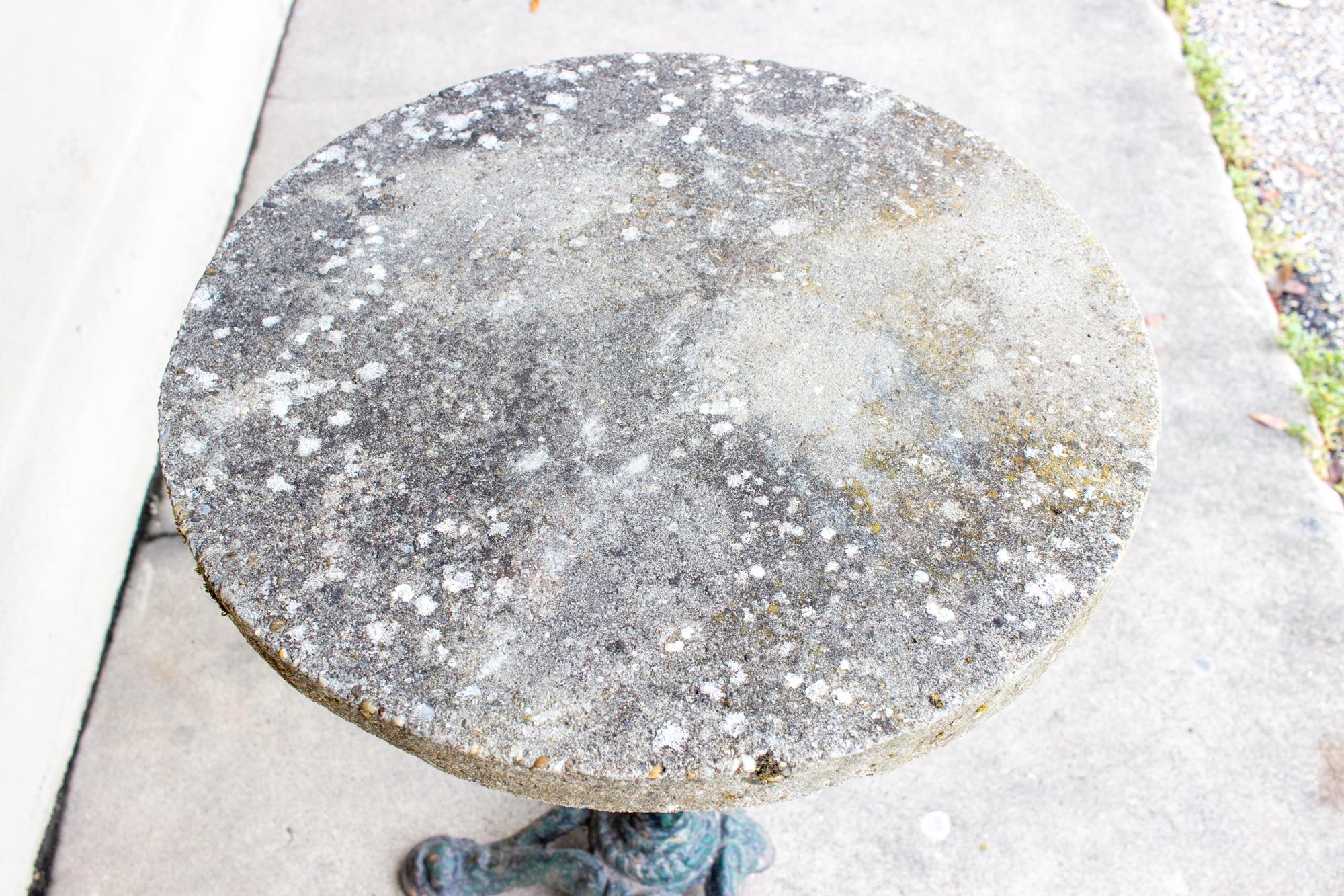 Antique Cast Iron Bistro Table with Concrete Top Found in France 8