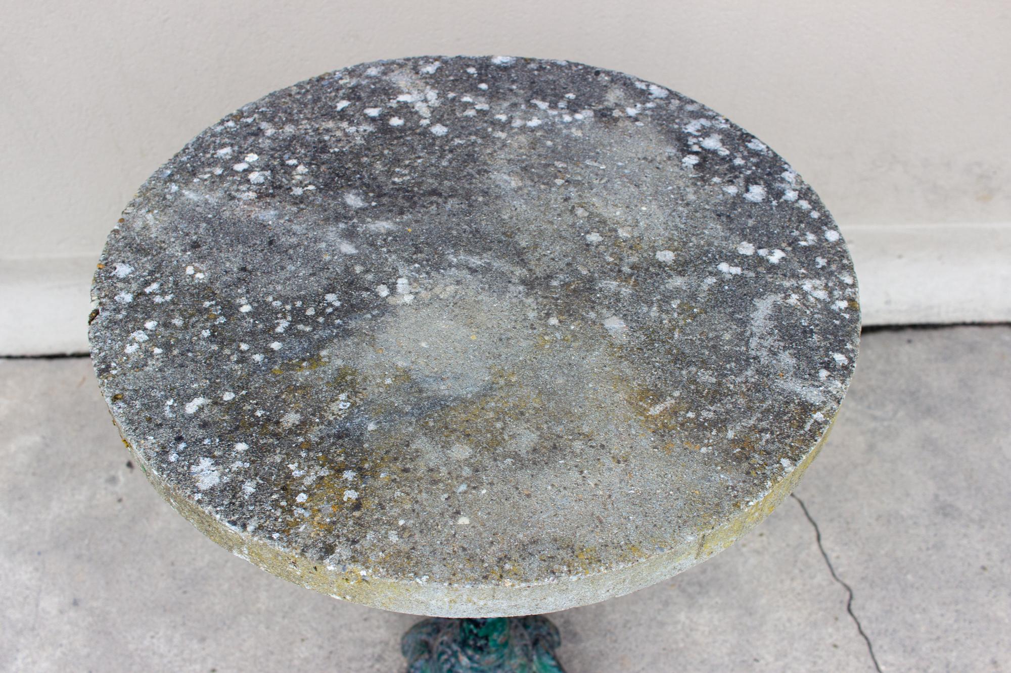 Early 20th Century Antique Cast Iron Bistro Table with Concrete Top Found in France