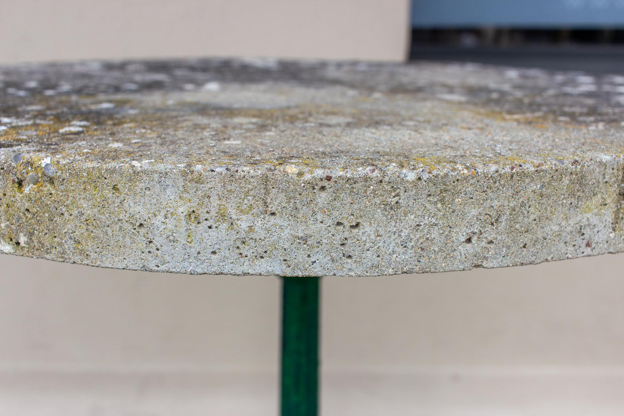 Antique Cast Iron Bistro Table with Concrete Top Found in France 1