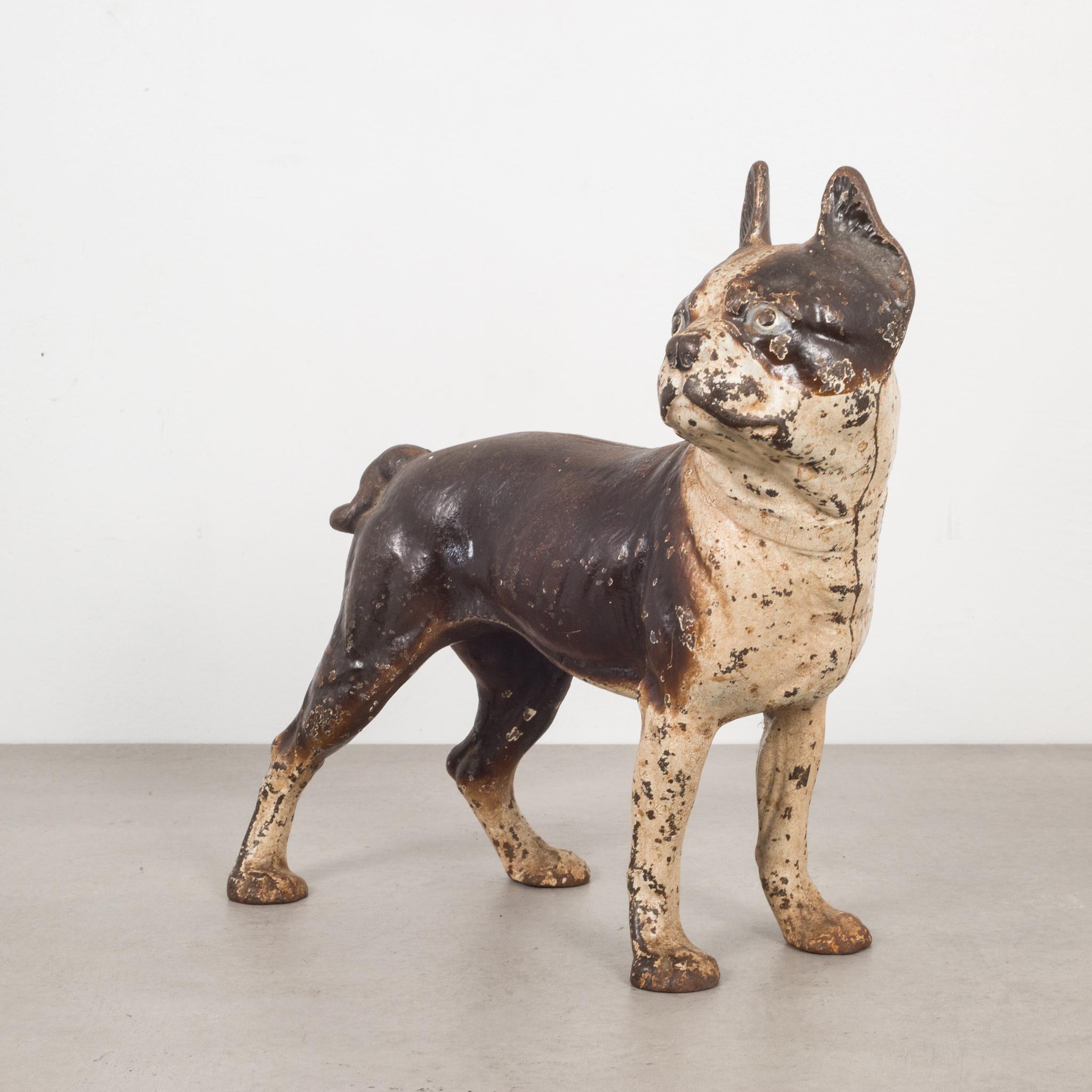 About

This is an original cast iron Boston Terrier doorstop manufactured by the Hubley Manufacturing Company in Lancaster Pennsylvania USA. The piece has retained its original hand painted finish and is in good condition with the appropriate