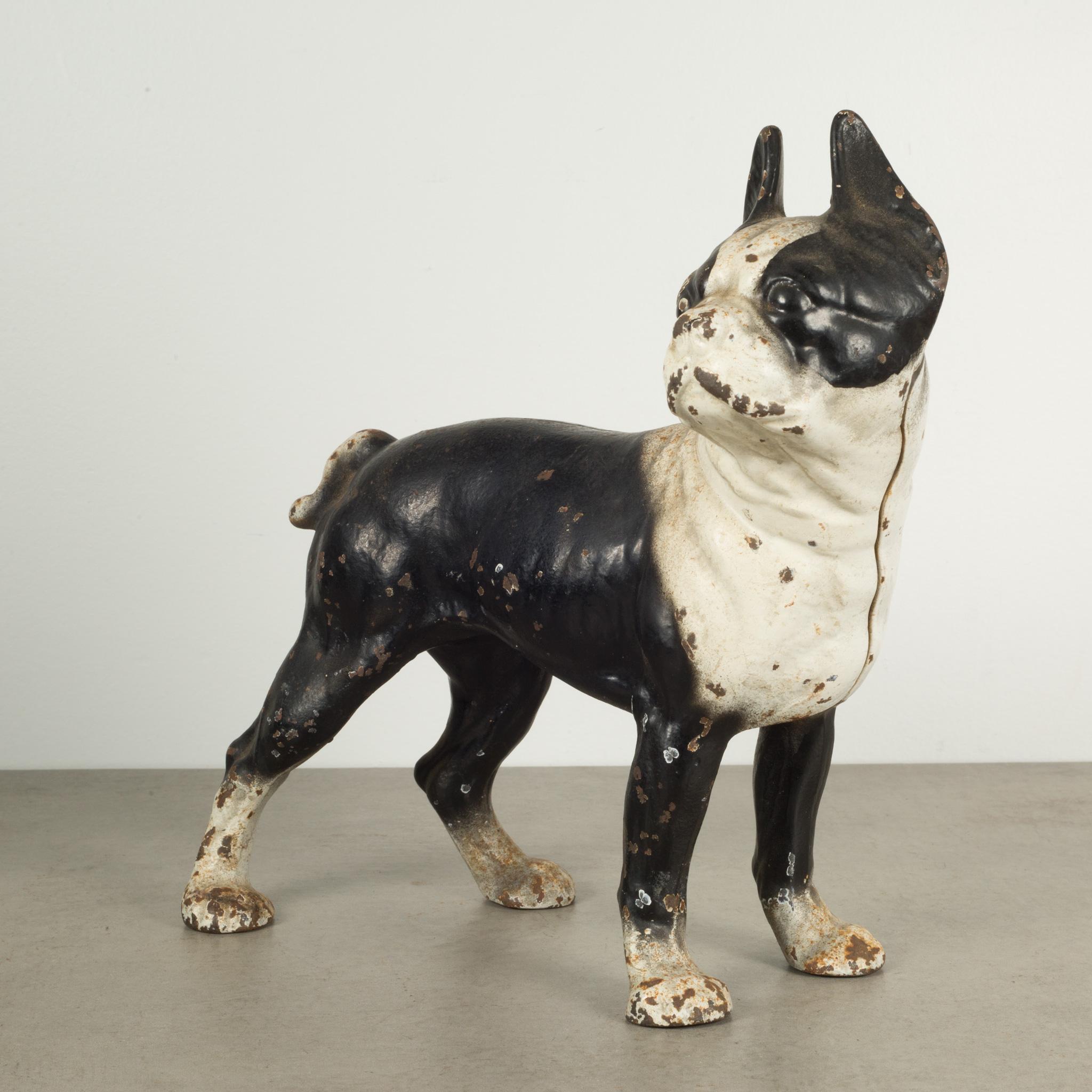 About

This is an original cast iron Boston Terrier doorstop manufactured by the Hubley Manufacturing Company in Lancaster Pennsylvania USA. The piece has retained its original hand painted finish and is in good condition with the appropriate patina