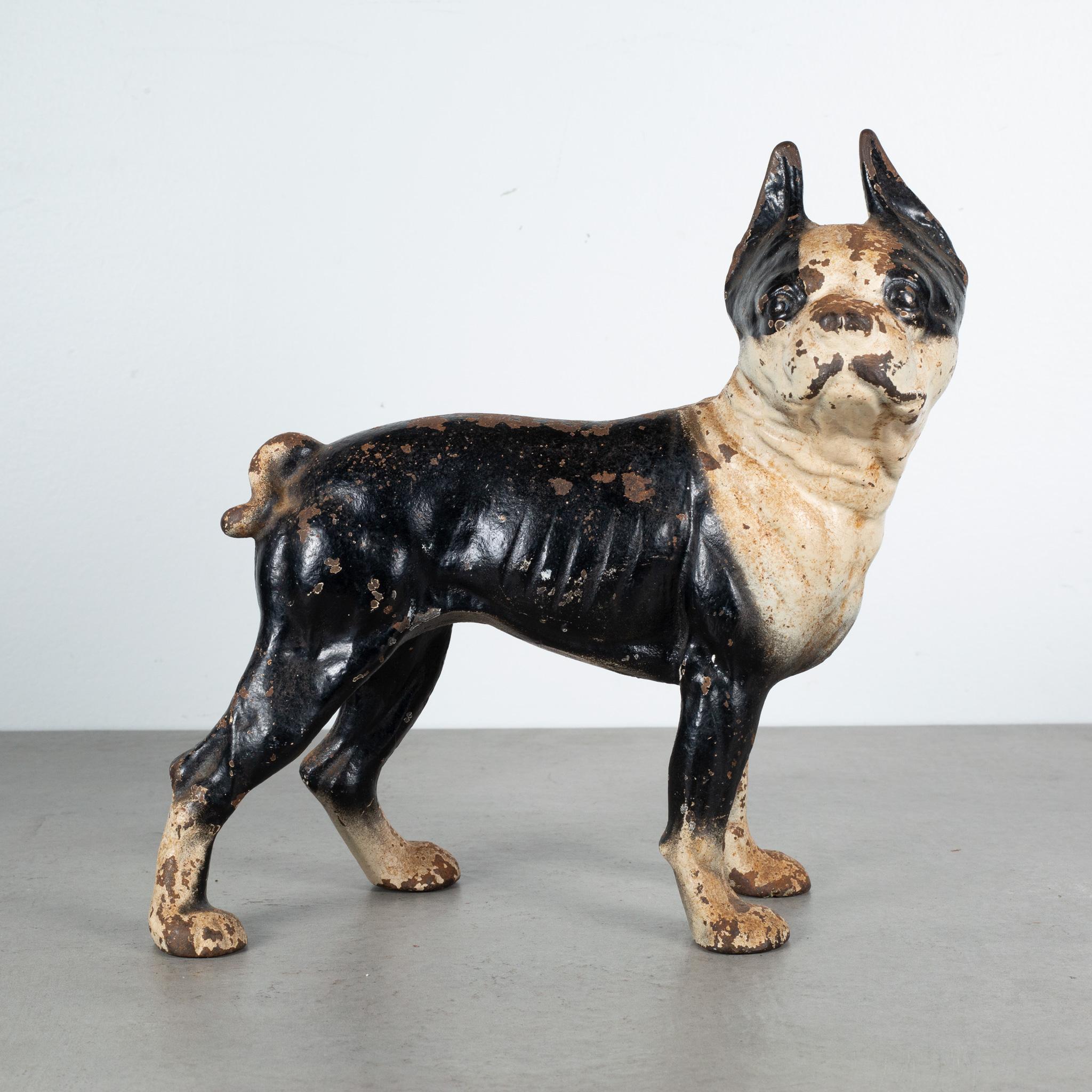 About

This is an original cast iron Boston Terrier doorstop manufactured by the Hubley Manufacturing Company in Lancaster Pennsylvania USA. The piece has retained its original hand painted finish and is in good condition with the appropriate
