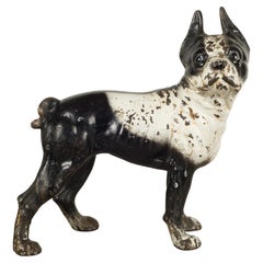 Butoir de porte ancien en fonte de Boston Terrier par Hubley, vers 1910-1940