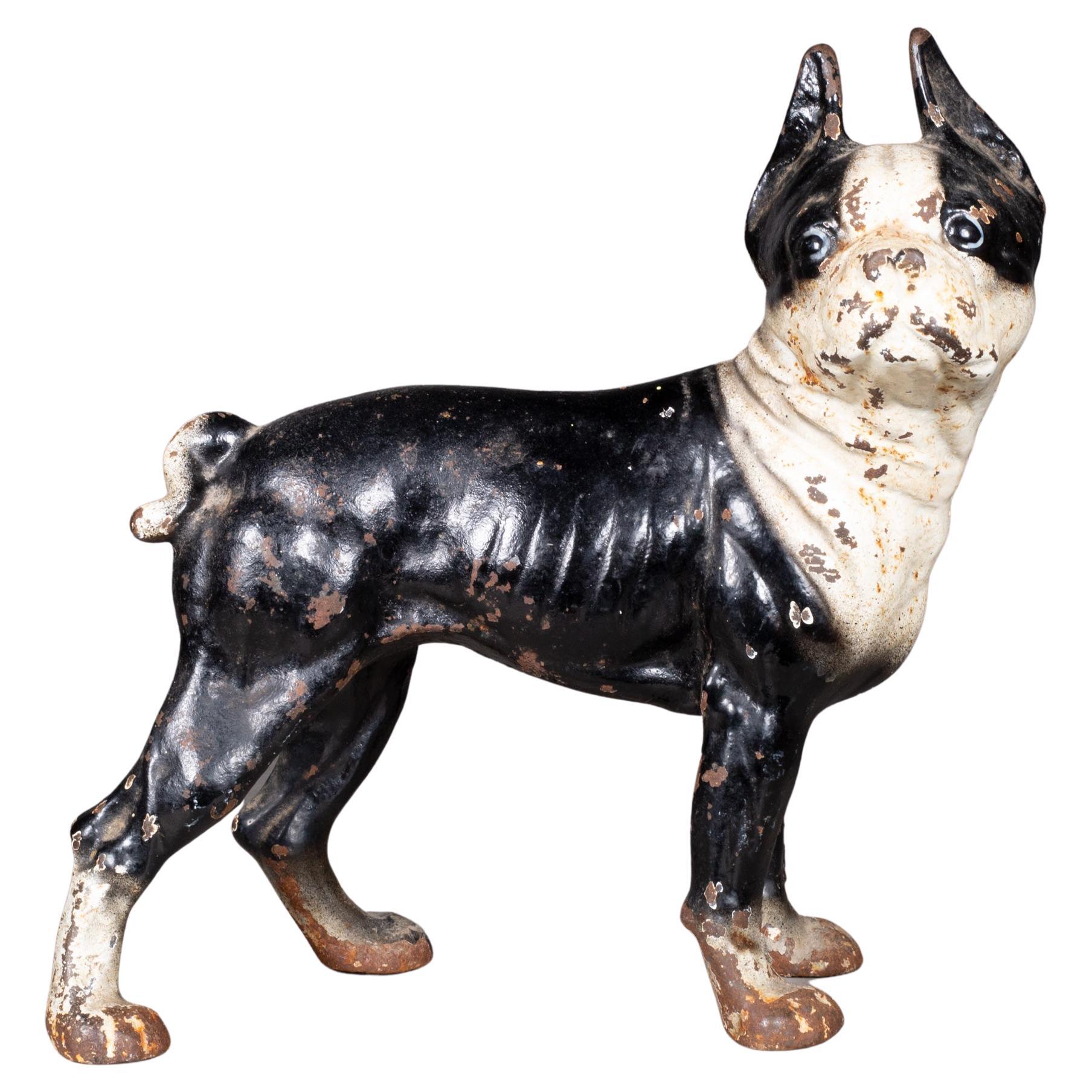 Antique Cast Iron Boston Terrier Doorstop by Hubley, circa 1910-1940 (FREE SHIP) For Sale
