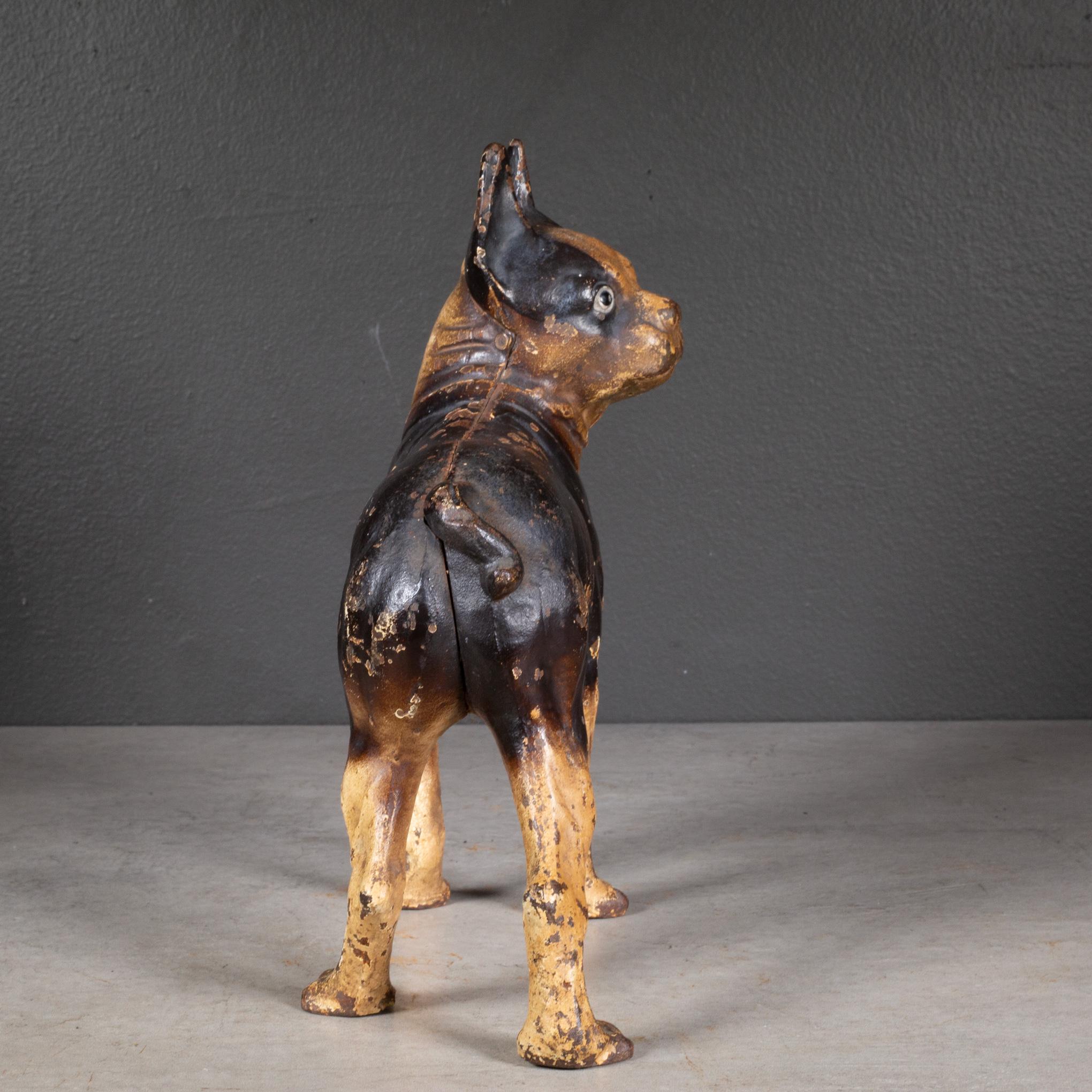 20th Century Antique Cast Iron Boston Terrier Doorstop c.1910-1940