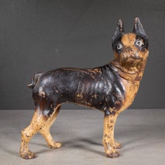 Tope de puerta antiguo de hierro fundido Boston Terrier c.1910-1940