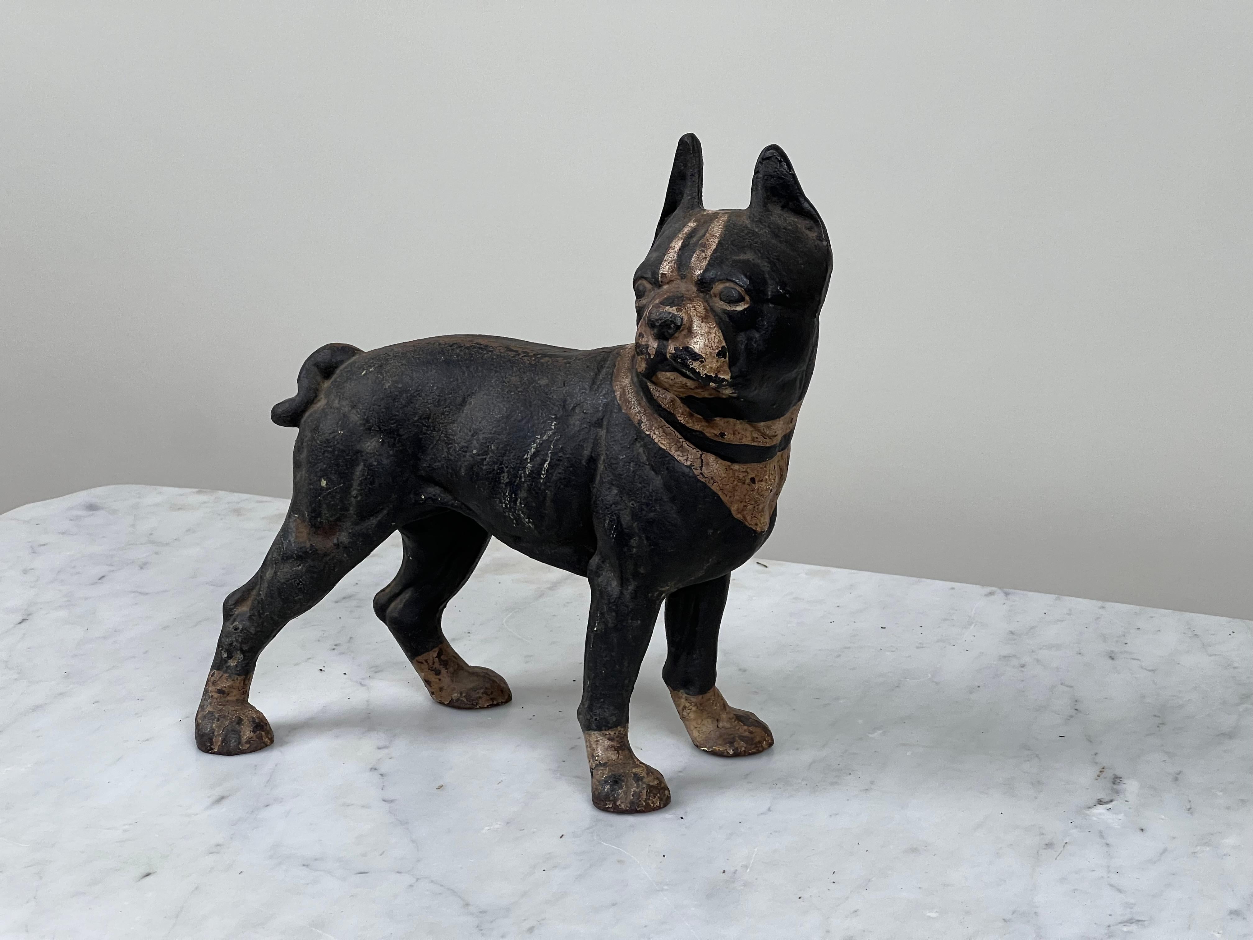 XX secolo Antico fermaporta Boston Terrier in ghisa, probabilmente Hubley in vendita