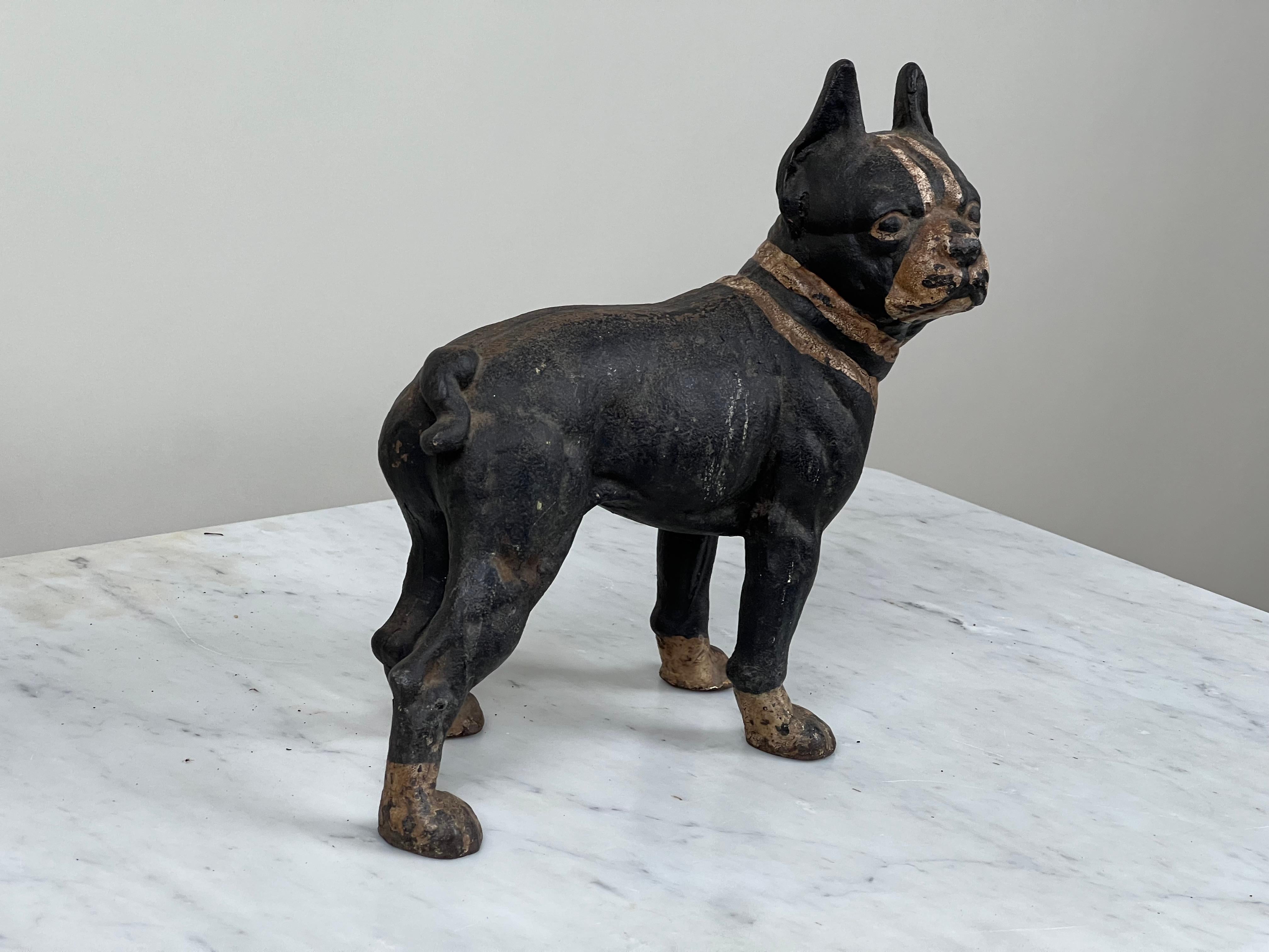 Ferro Antico fermaporta Boston Terrier in ghisa, probabilmente Hubley in vendita