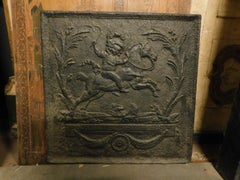 Antique Cast Iron Bottom Fireplace Plate, Late '700