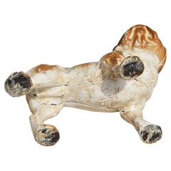 Antique Cast Iron Bulldog Piggy Money Bank Painted in Brown, 1920s