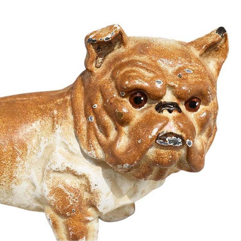American Classical Antique Cast Iron Bulldog Piggy Money Bank Painted in Brown, 1920s