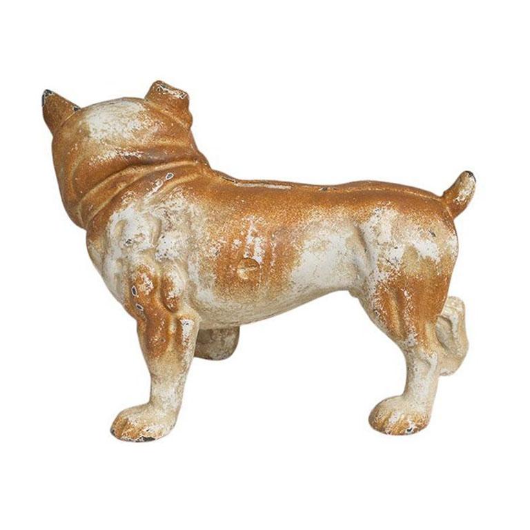 American Antique Cast Iron Bulldog Piggy Money Bank Painted in Brown, 1920s