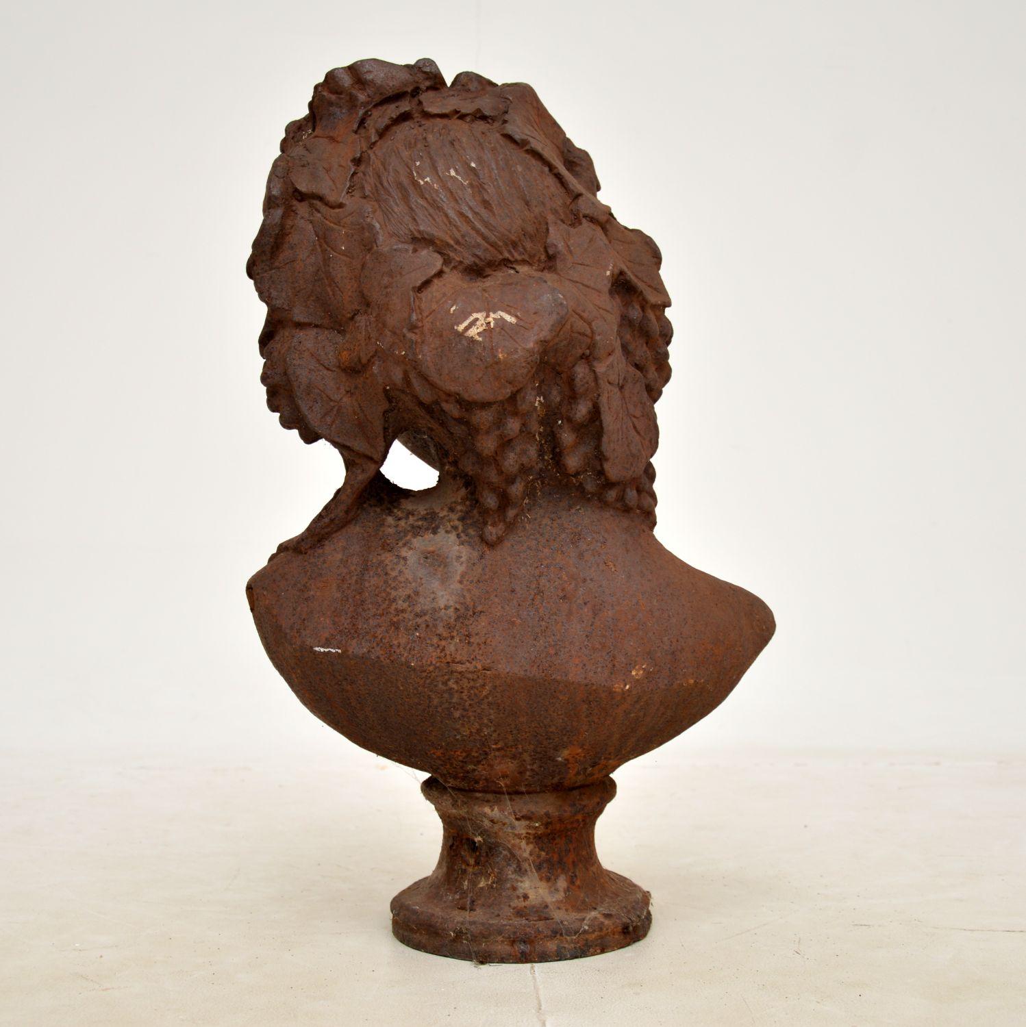 British Antique Cast Iron Bust of Young Woman For Sale