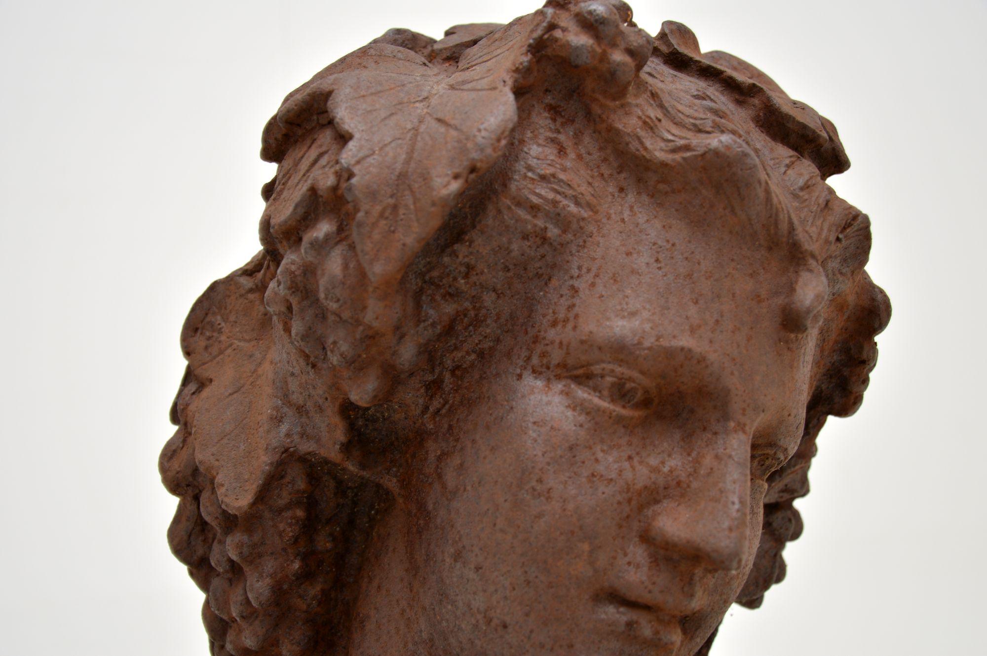 Early 20th Century Antique Cast Iron Bust of Young Woman For Sale