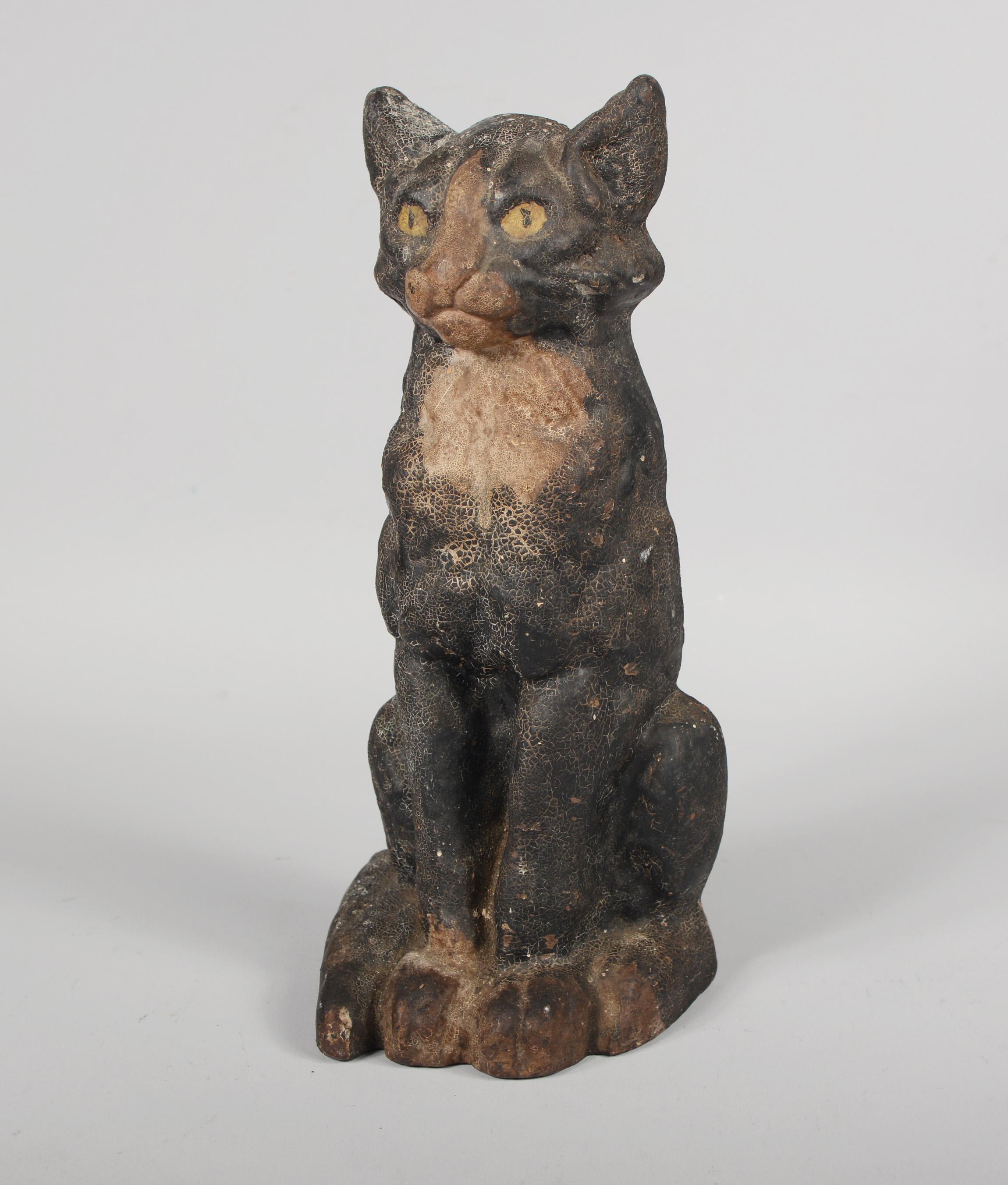 Folk Art Antique Cast Iron Cat Door Stop by National Foundry