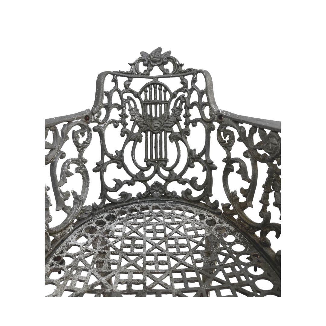 Perfect for your garden and fantastic garden parties all summer long. Heavy cast iron neoclassic garden set. Lyre-back splat with cabriole legs and foliate scrolls Unsigned, but attributed to the Robert Wood Foundry in Philadelphia 1860s.


Very