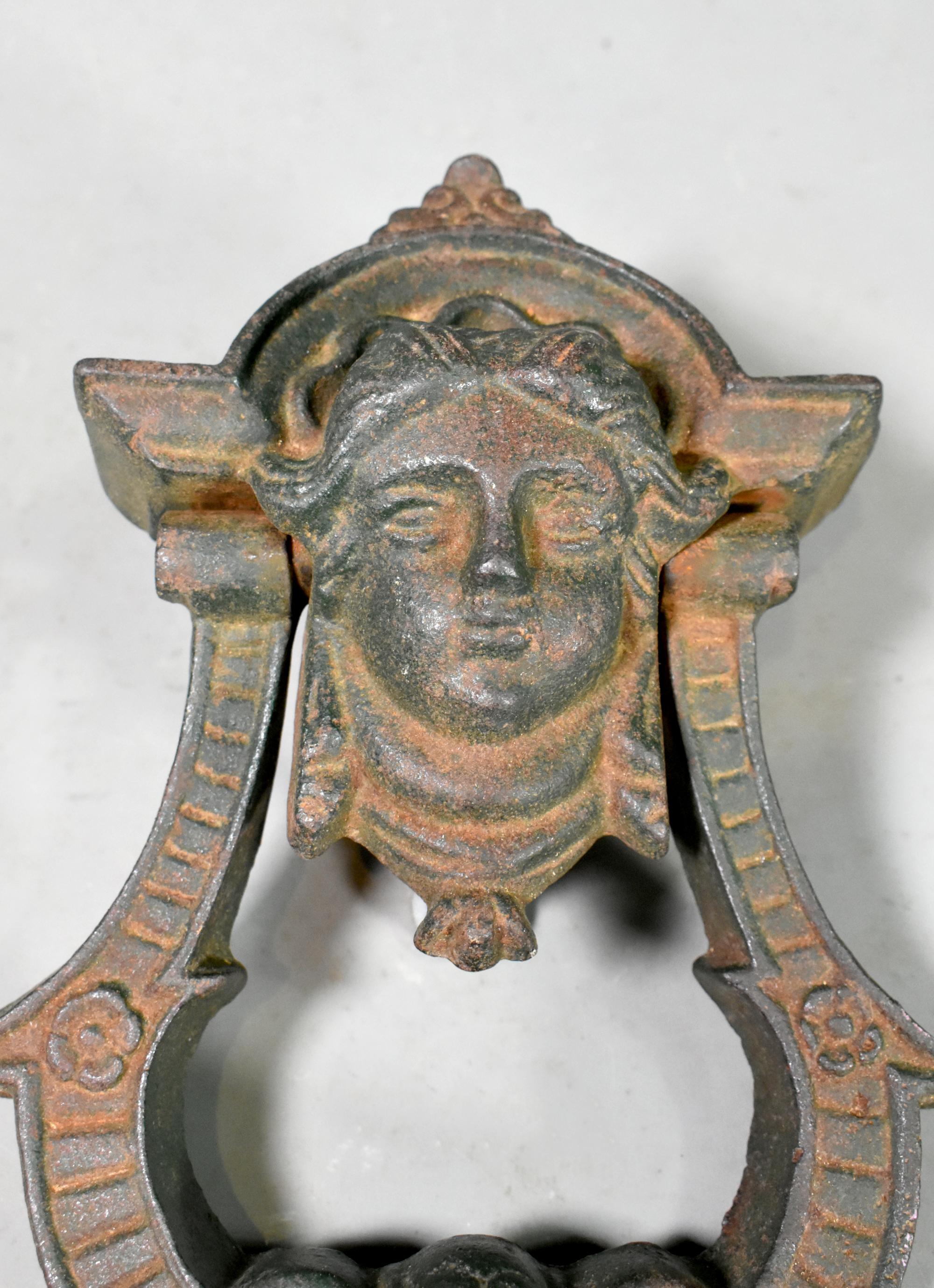 19th Century Antique Cast Iron Château Door Knocker