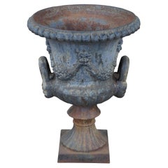 Used Cast Iron Classical Grecian Style Outdoor Garden Planter Urn Grapes 23"