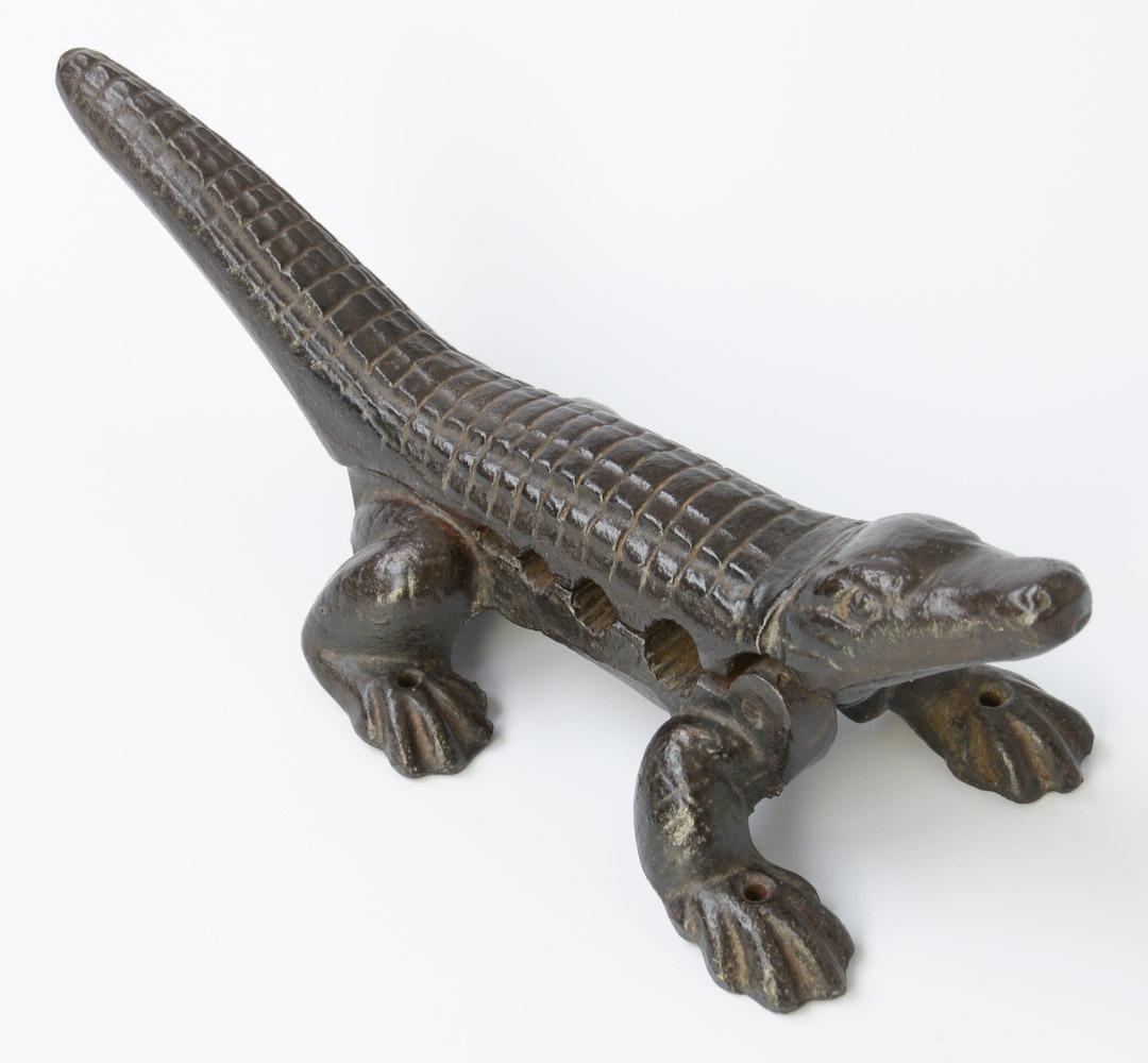 Early 20th Century Antique Cast Iron Crocodile Cork Press