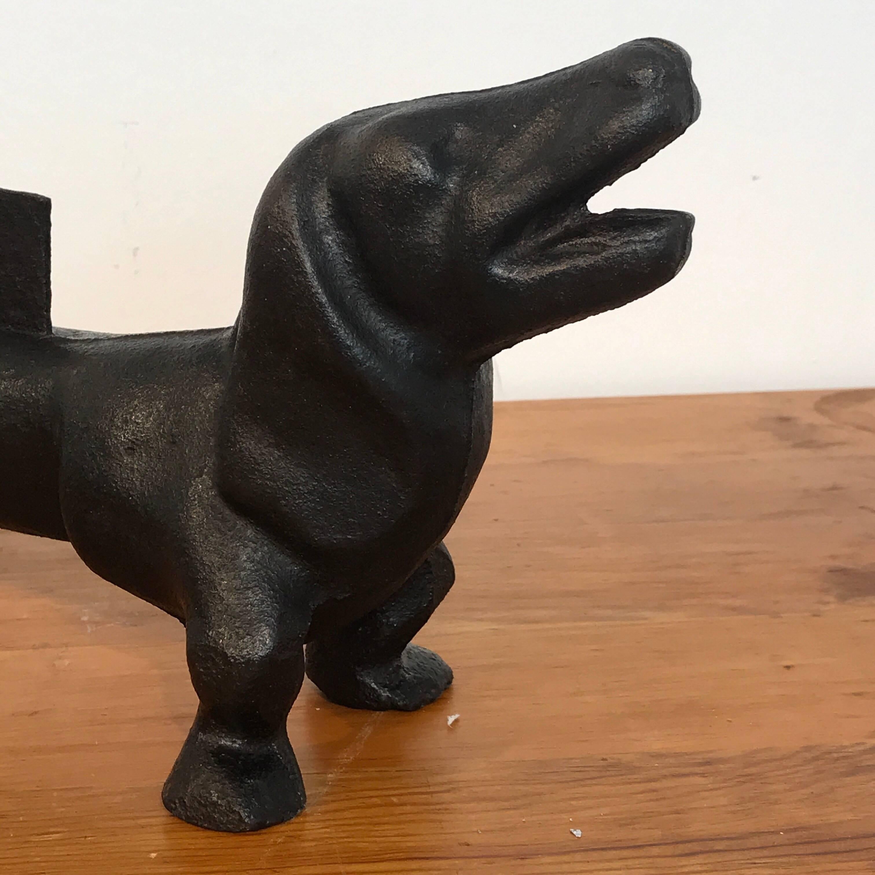 American Antique Cast Iron Dachshund Boot Scraper, Attributed to Hubley