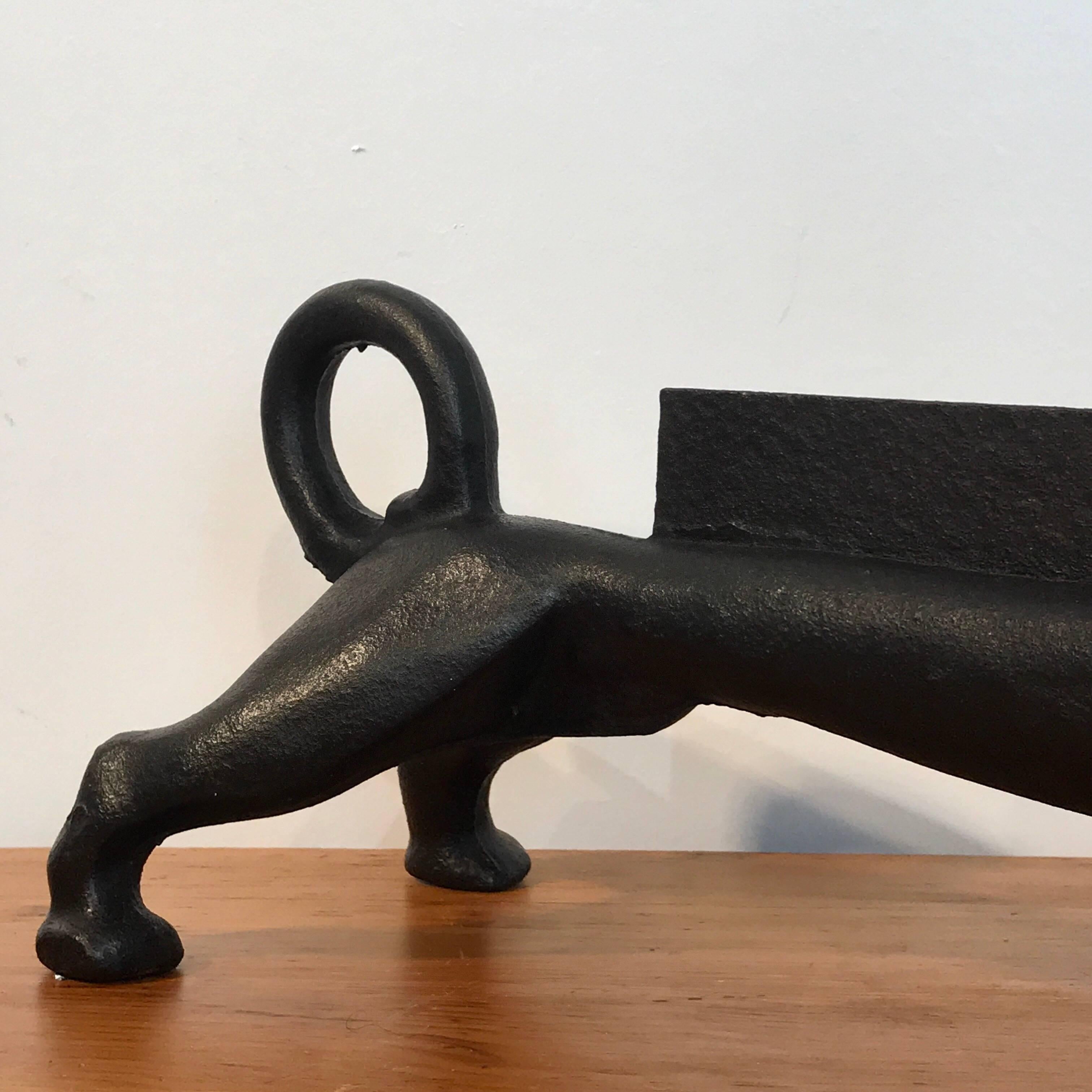 Painted Antique Cast Iron Dachshund Boot Scraper, Attributed to Hubley