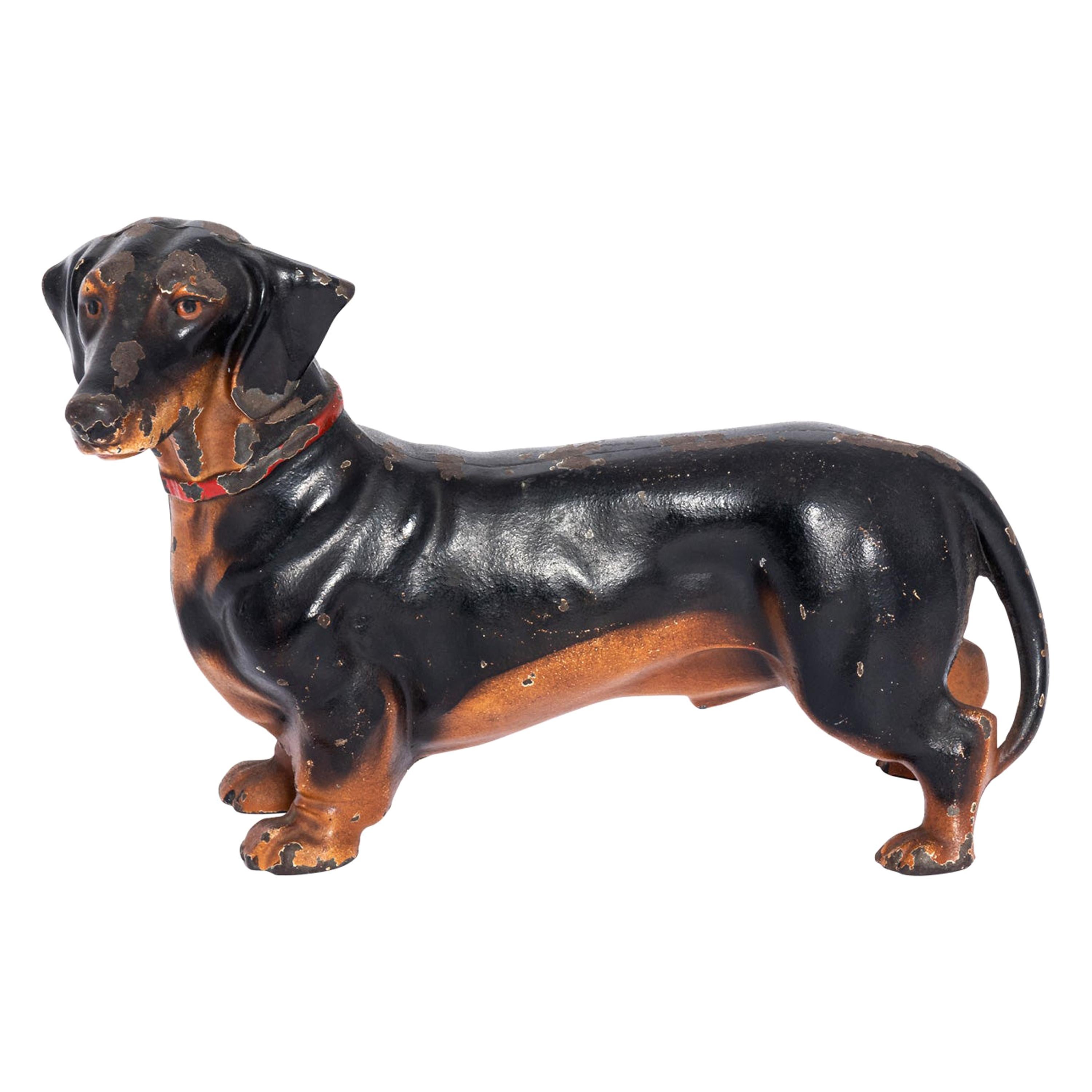 Antique Cast Iron Dachshund Doorstop by Hubley