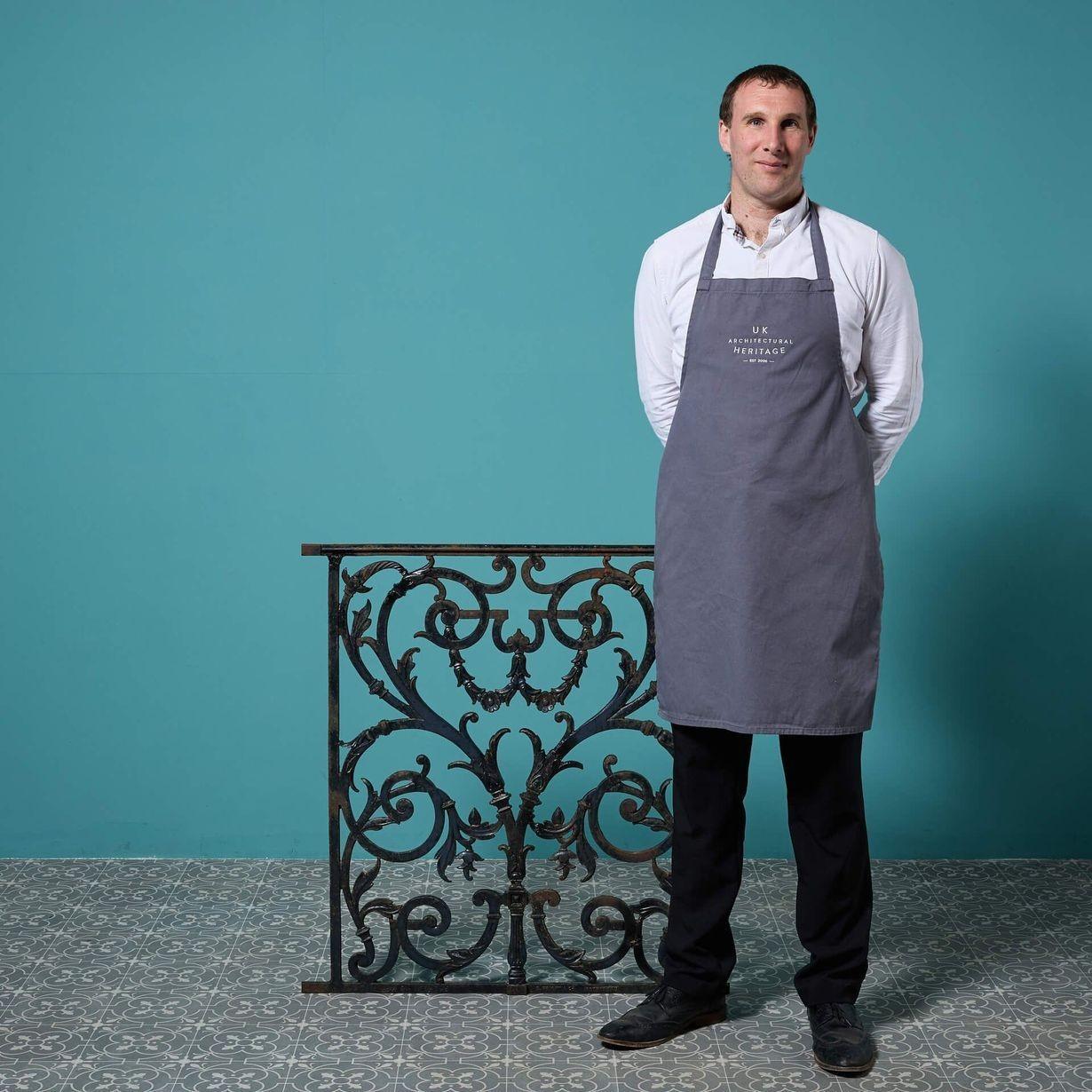 A decorative Victorian cast iron decorative railing panel by George Wright & Co, Rotherham (stamped). This is one of various similar pieces we have available for sale, each usable as individual decorative panels or together as a balcony or garden