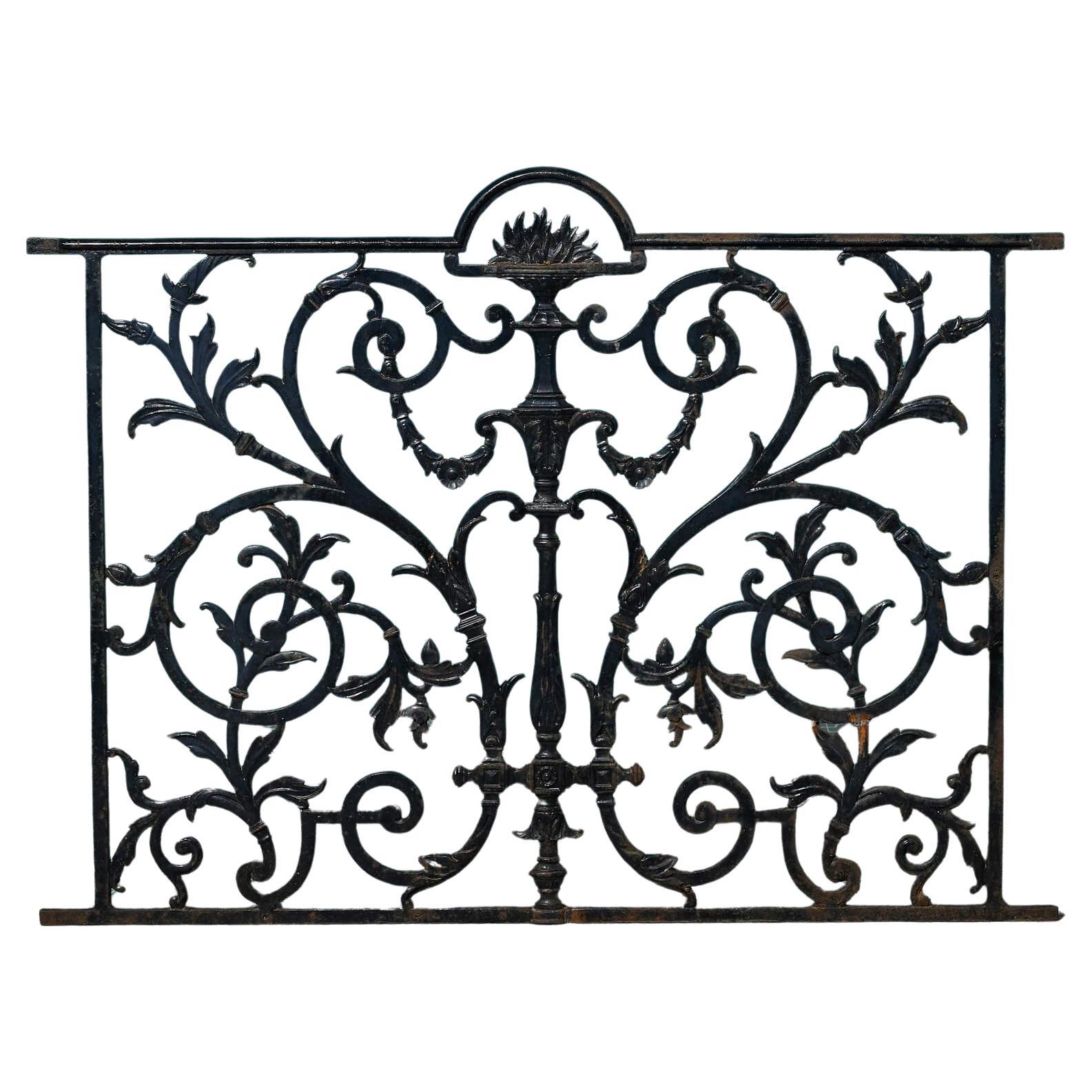 Antique Cast Iron Decorative Railing Panel For Sale