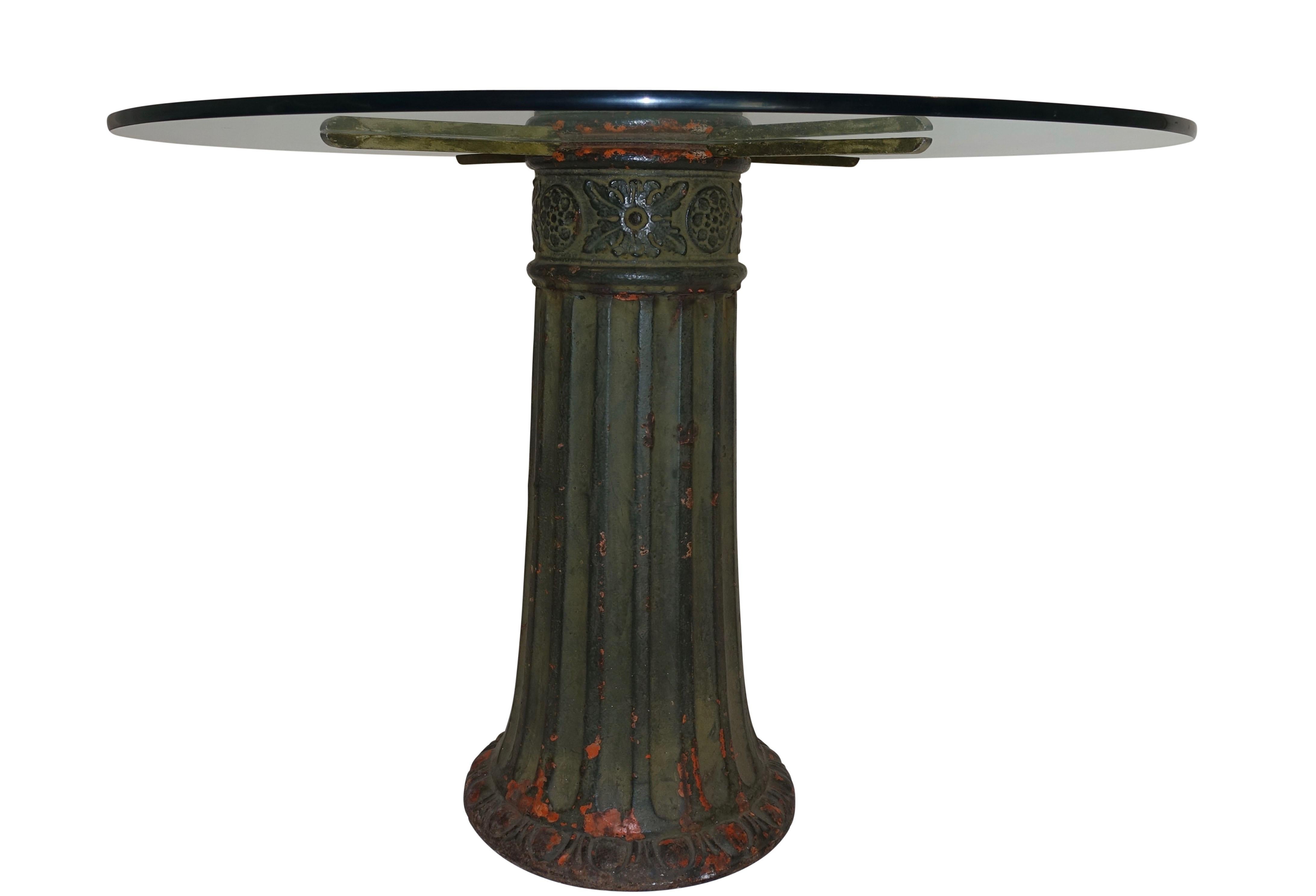 Antique Cast Iron Dining Center Table with Glass Top, American, circa 1910 2