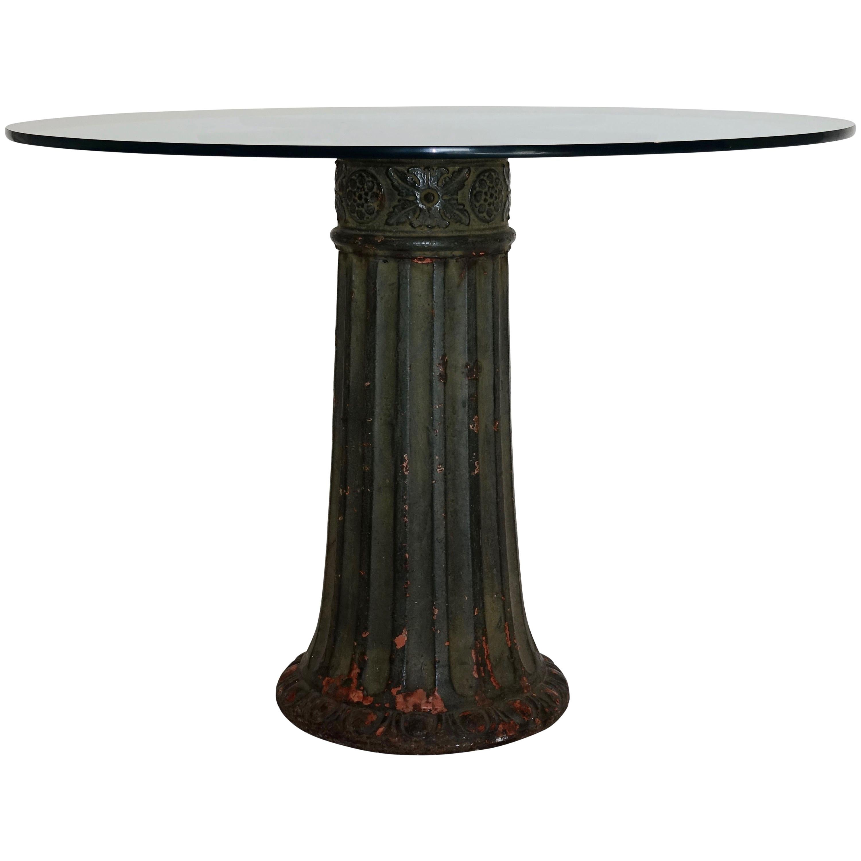 Antique Cast Iron Dining Center Table with Glass Top, American, circa 1910
