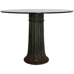 Antique Cast Iron Dining Center Table with Glass Top, American, circa 1910