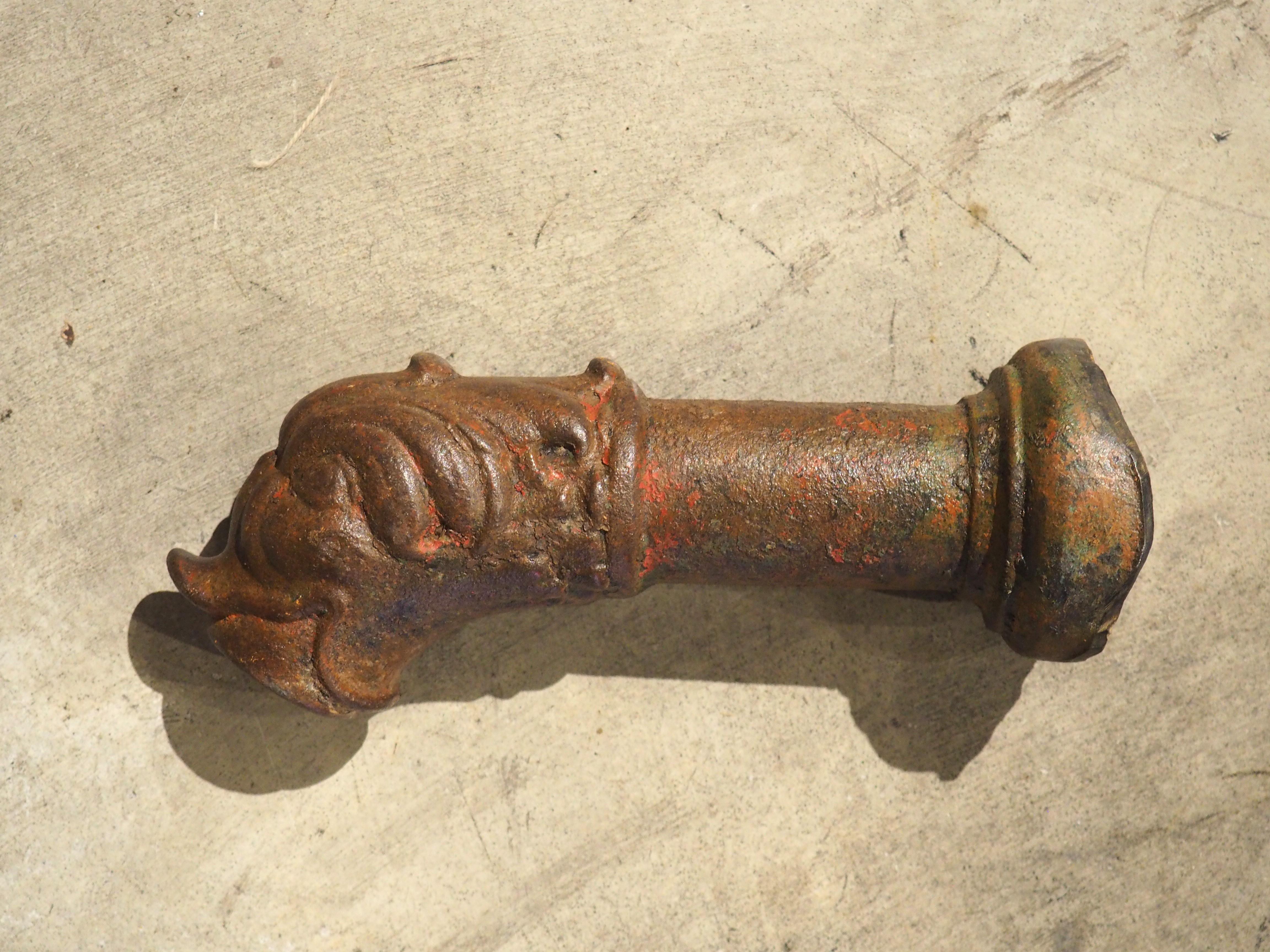 French Antique Cast Iron Dolphin Fountain Spout from France, 19th Century