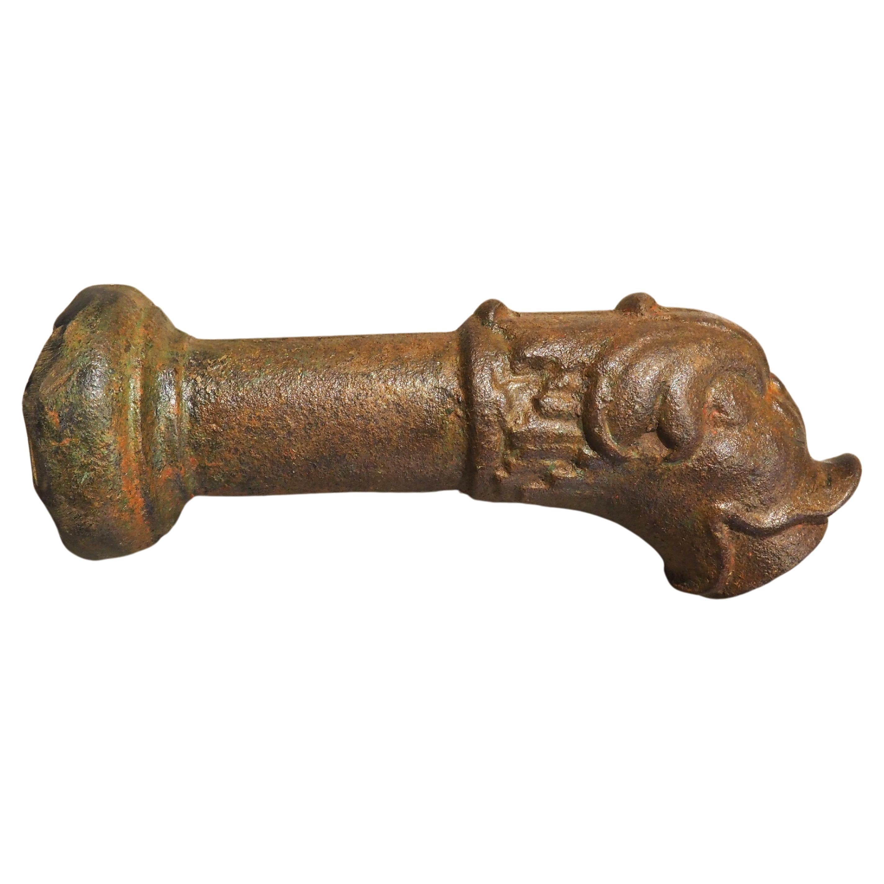 Antique Cast Iron Dolphin Fountain Spout from France, 19th Century