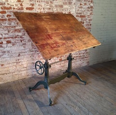 Antique Cast Iron Drafting Table by Dietzgen