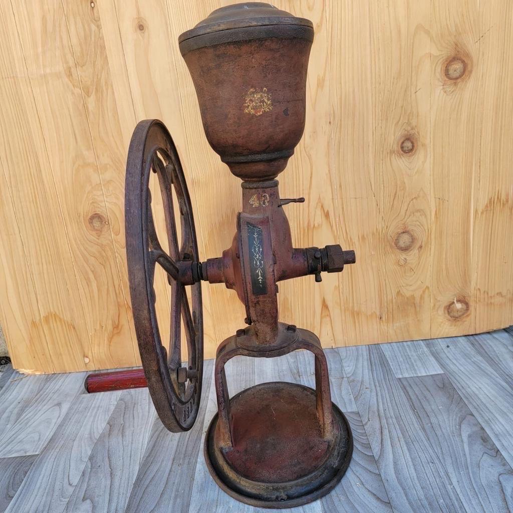 Industrial Antique Cast Iron Elgin National Coffee Mill Grinder #40 For Sale