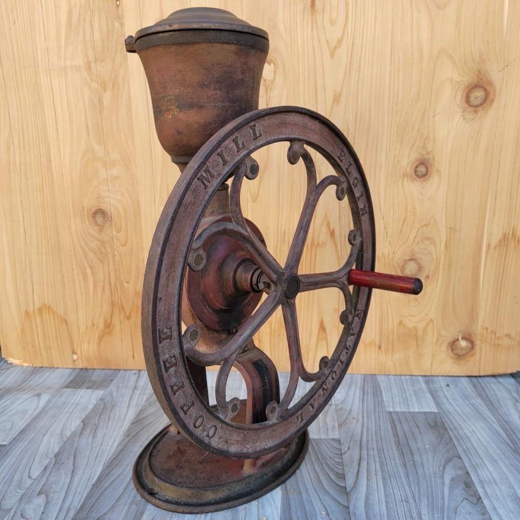 Late 19th Century Antique Cast Iron Elgin National Coffee Mill Grinder #40 For Sale