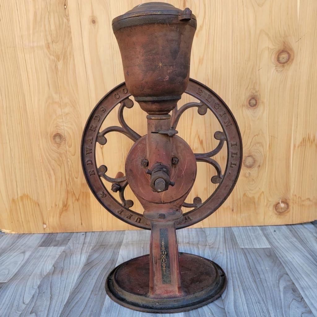 Antique Cast Iron Elgin National Coffee Mill Grinder #40 In Good Condition For Sale In Chicago, IL