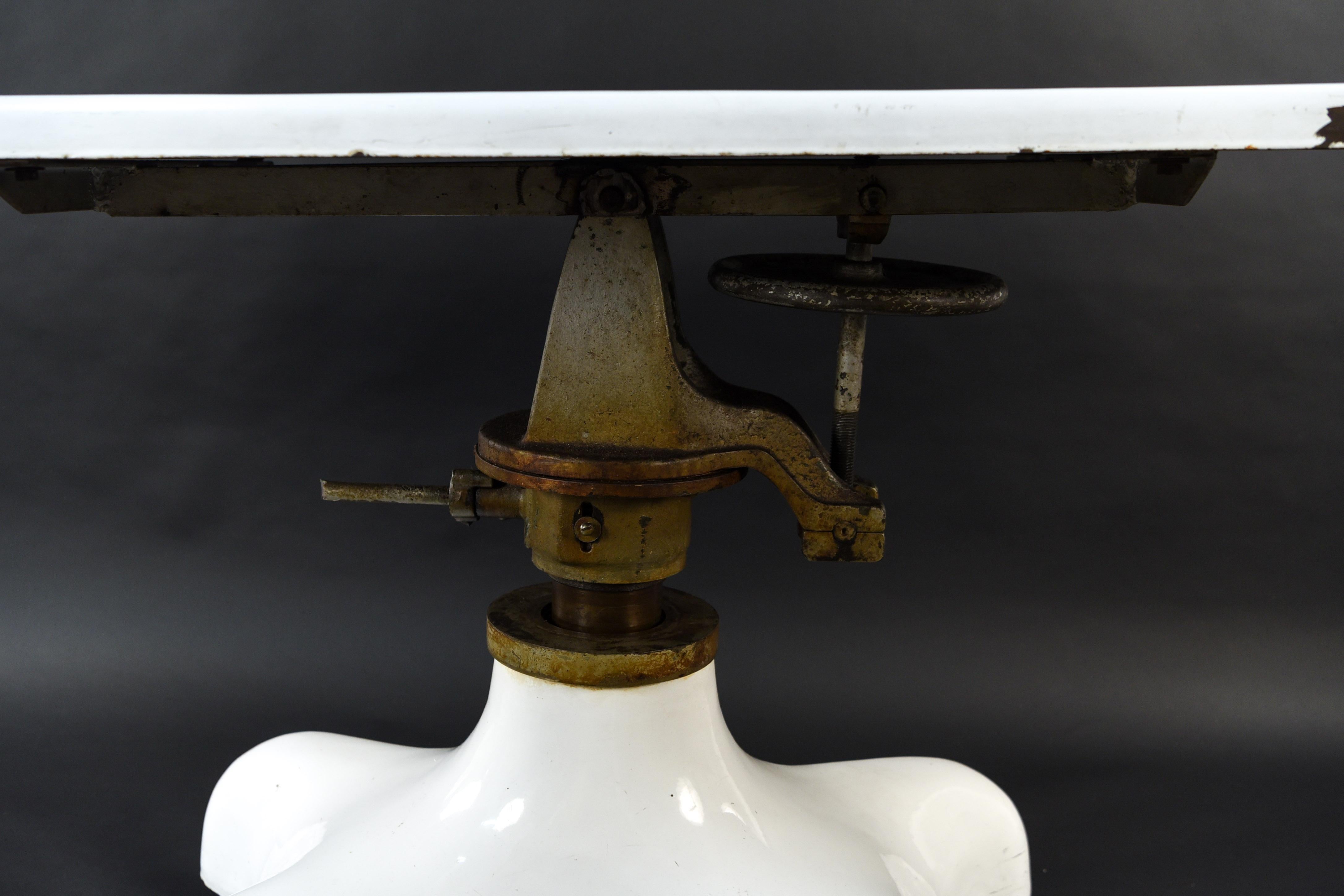 Antique Cast Iron Enamel Embalming Table 6