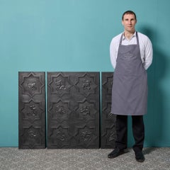 Antique Cast Iron Fire Back Depicting The Signs of The Zodiac