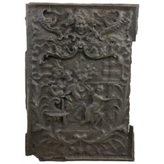 Antique Cast Iron Fireback Backsplash, 17th Century, Decorative Detail