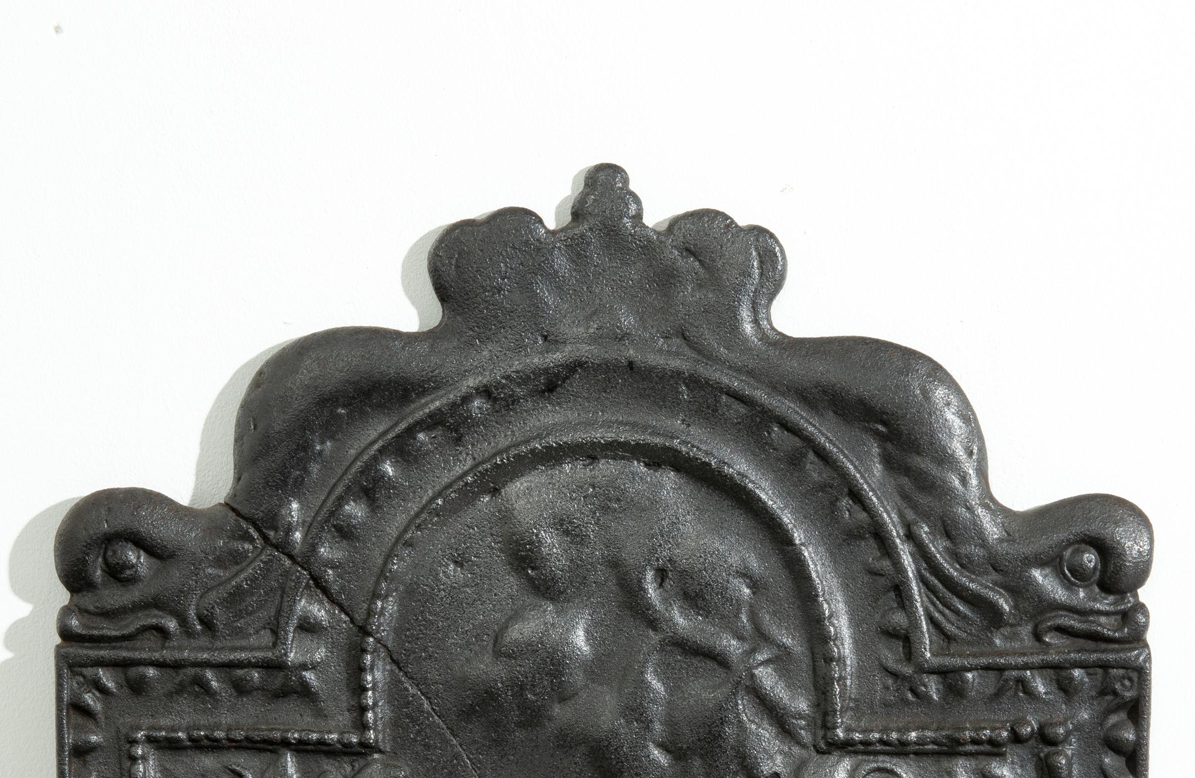 Fer Plaque de cheminée antique en fonte 
