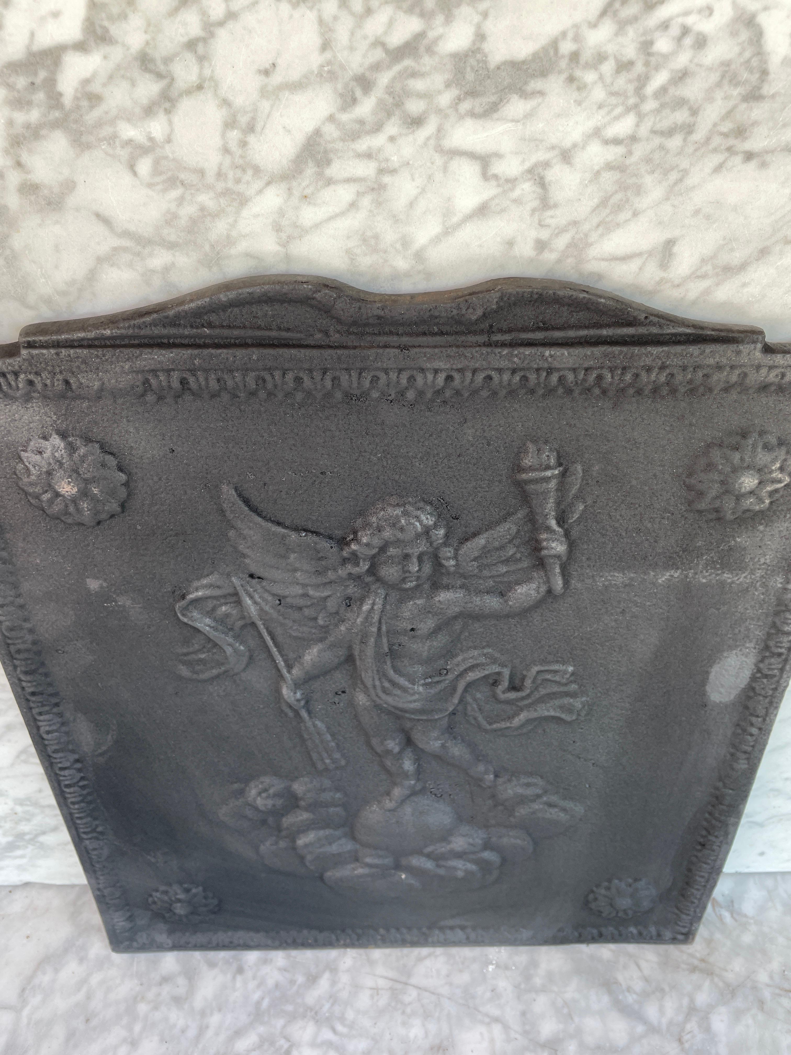 19th Century Antique Cast Iron Fireback For Sale
