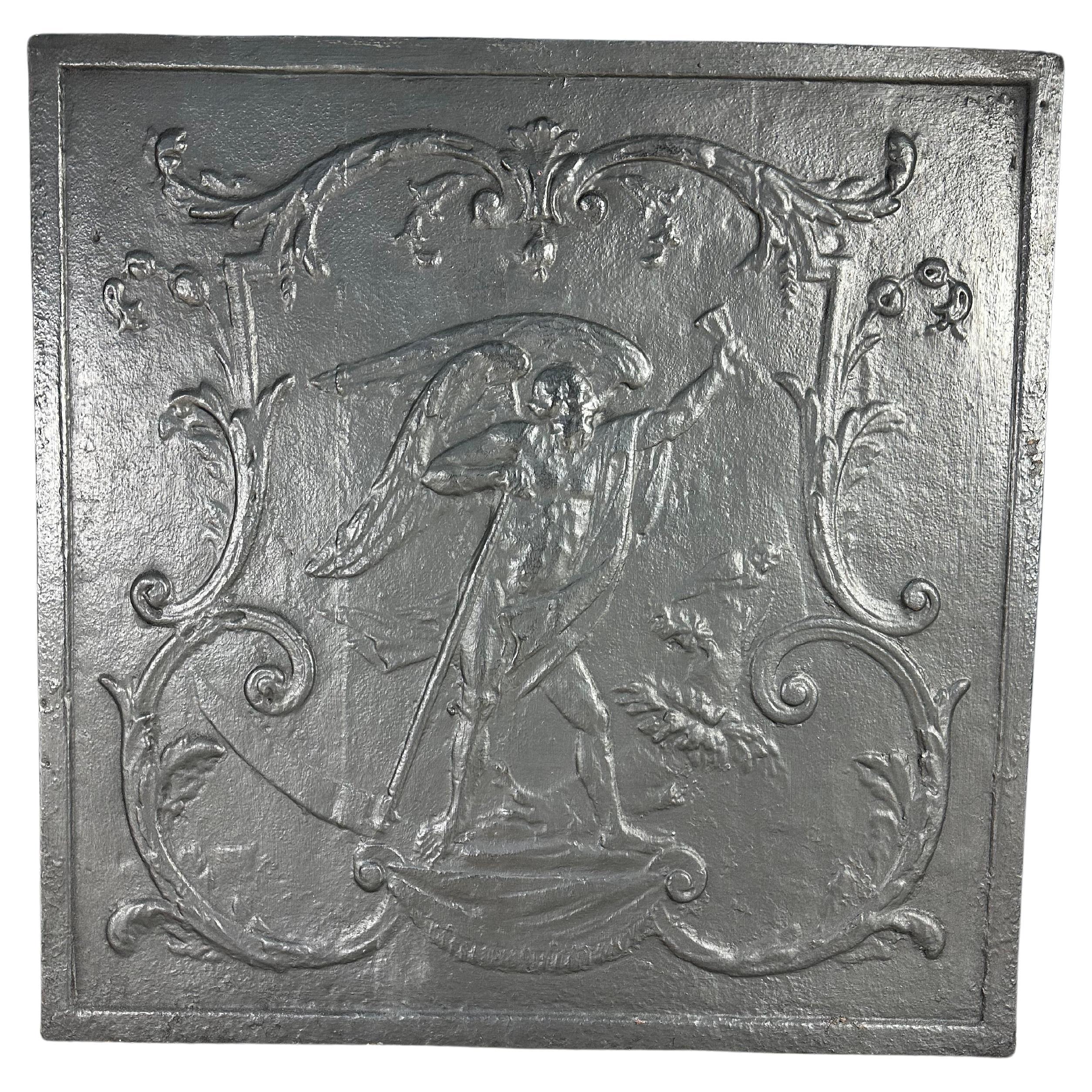 Antique Cast Iron Fireback For Sale