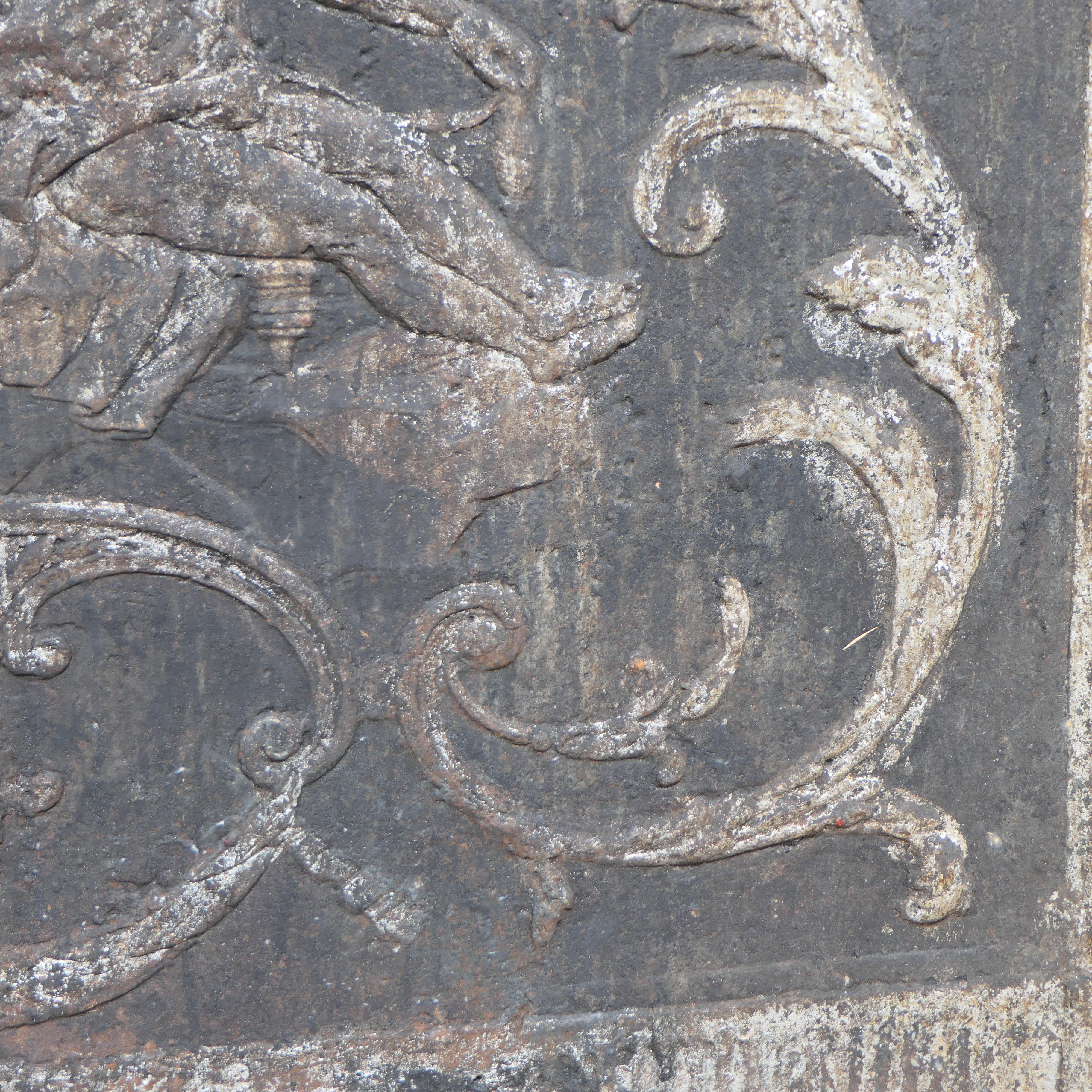 Antique Cast Iron Fireback Panel For Sale 3
