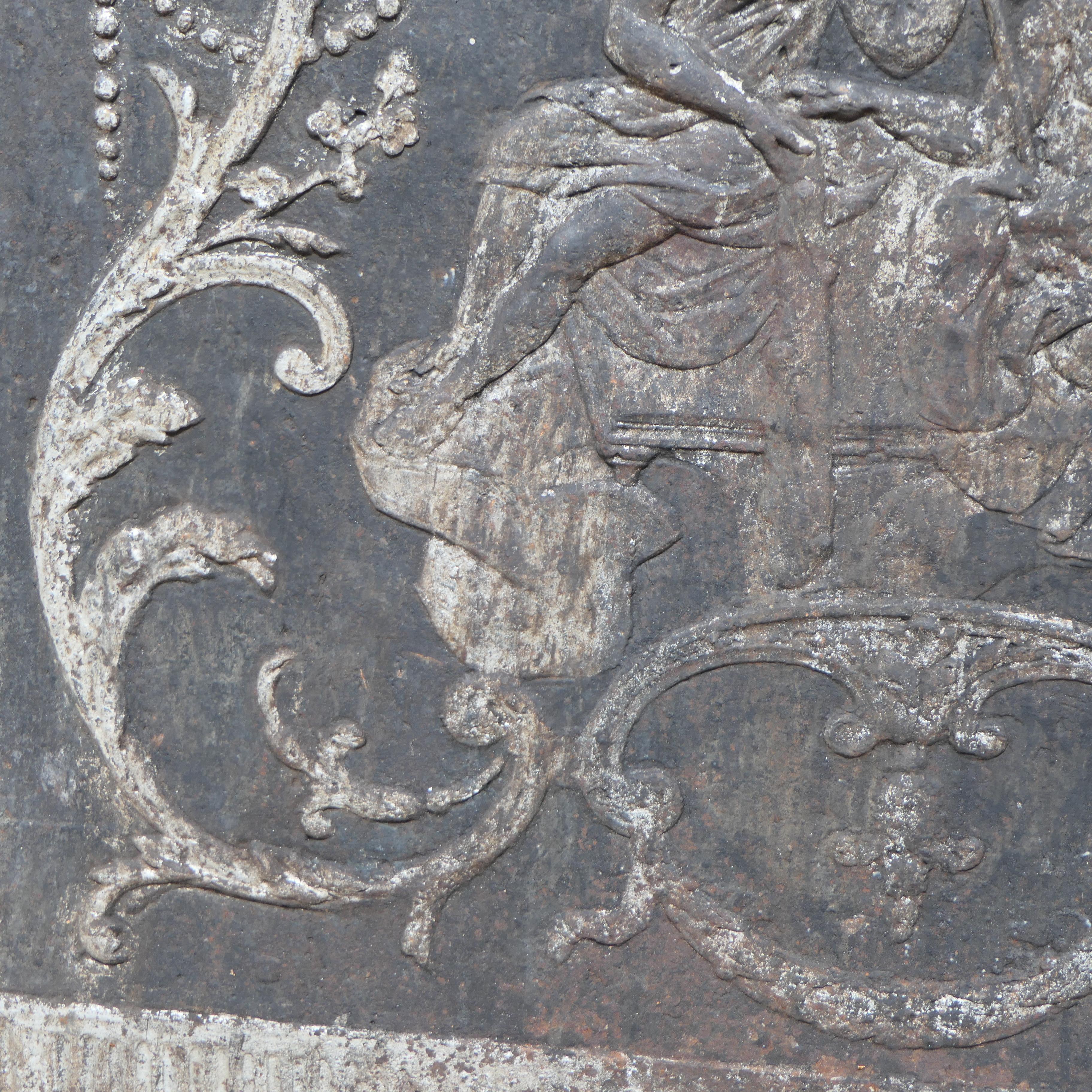 Antique Cast Iron Fireback Panel For Sale 4