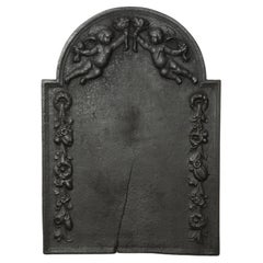 Antique Cast Iron Fireback with Angels / Putti – Exquisite Fireplace Deco